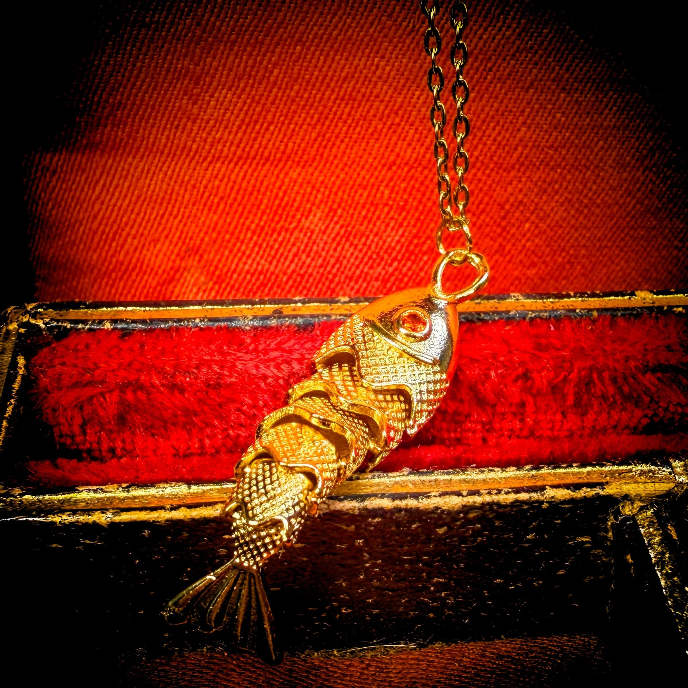 Swinging Tail Fish Charm Gold-Plated Necklace 1.jpg