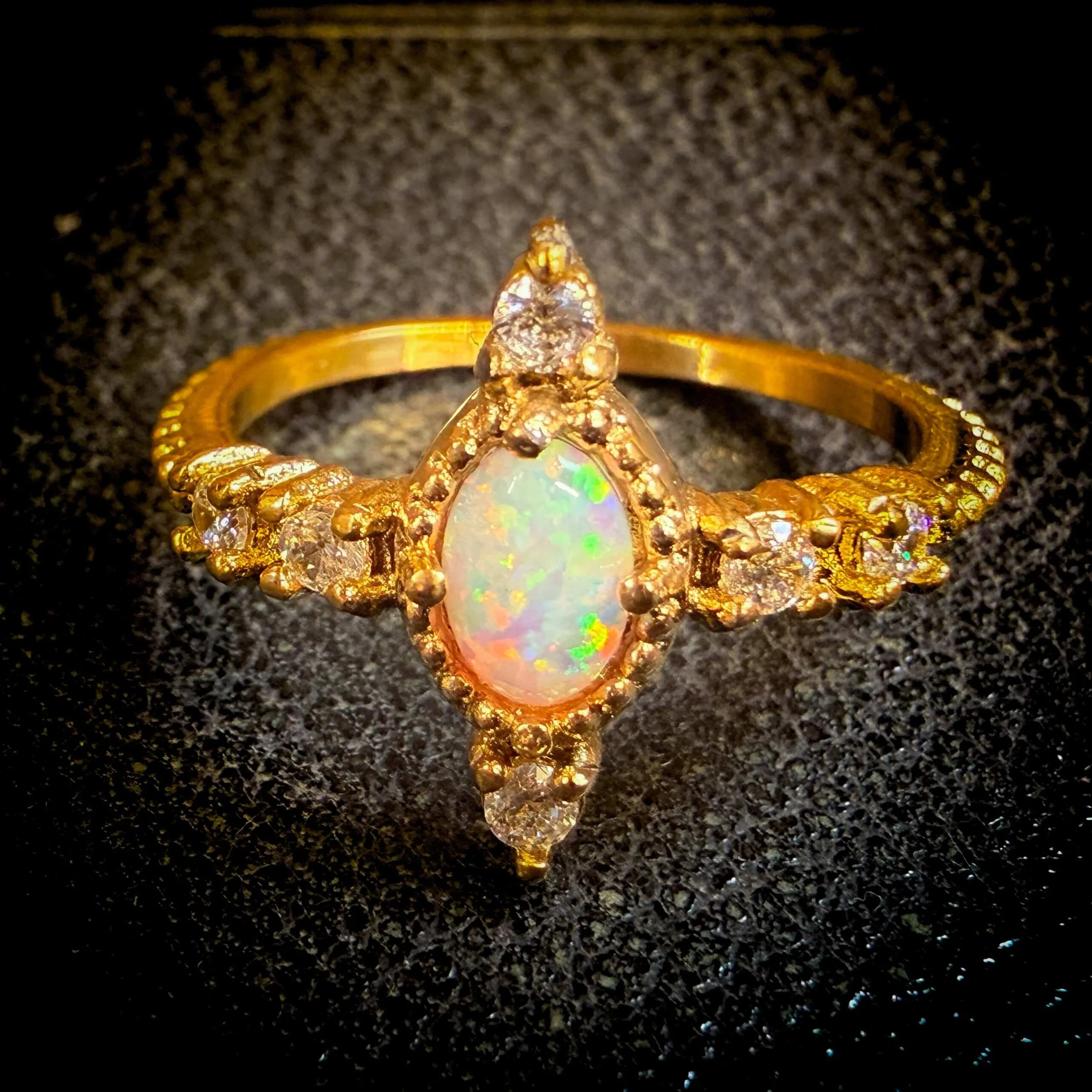 Inlaid Cz & Opal 18K Gold Plated Stainless Steel Ring 3.jpg