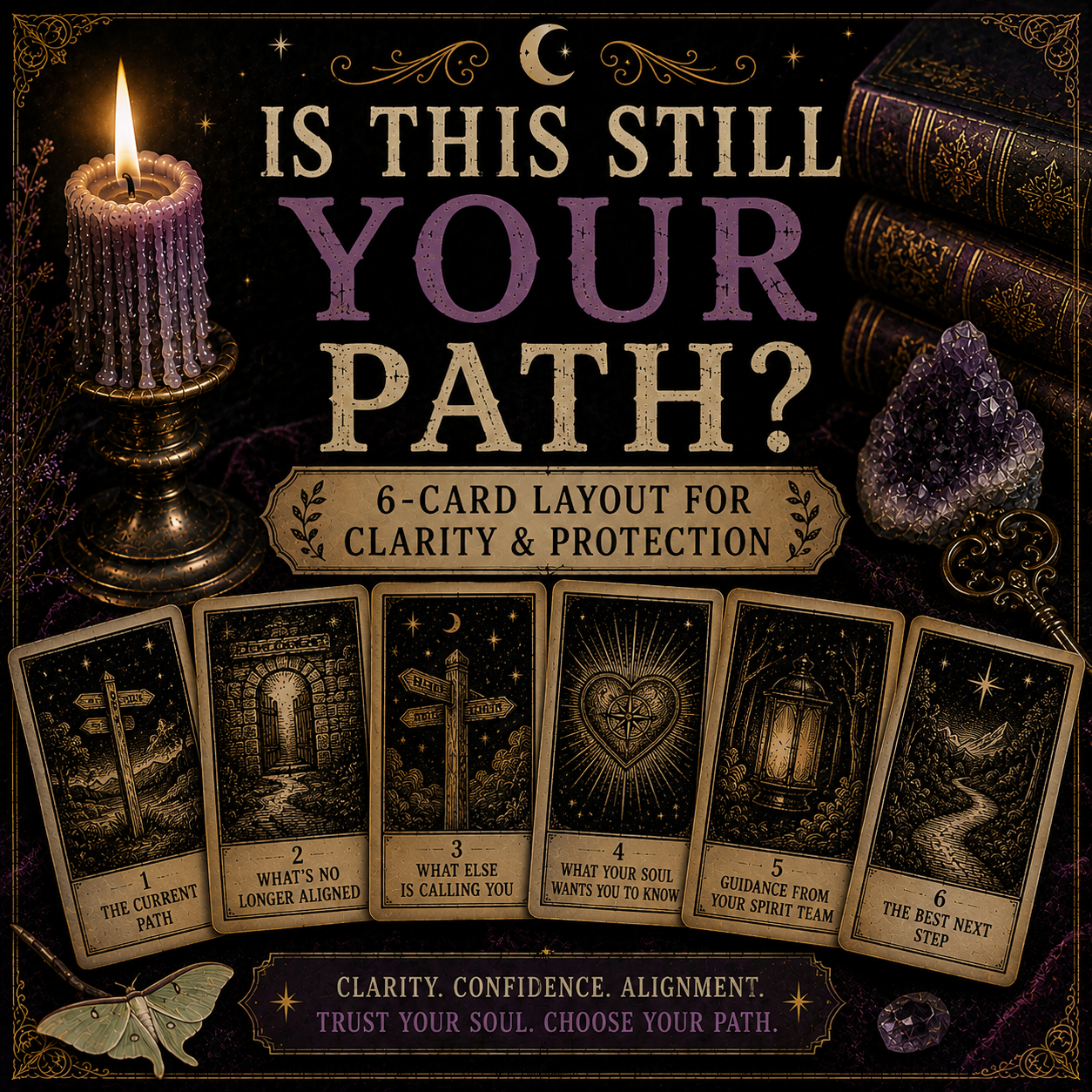 🧭 Is This Still Your Path? – 6-Card Layout for Clarity & Protection ✨ (Digital Download)