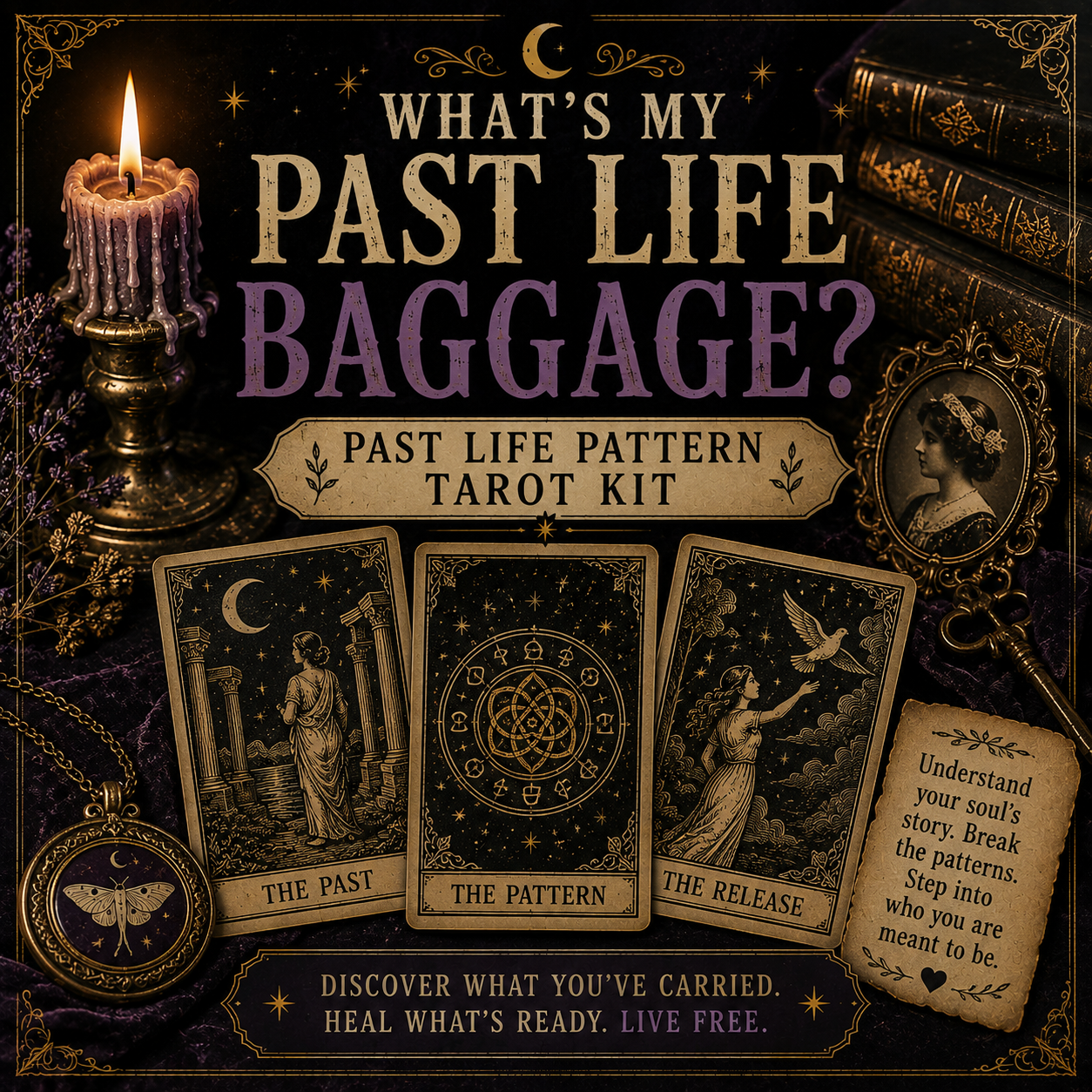 What’s My Past Life Baggage? – Past Life Pattern Tarot Kit ✨ (Digital Download)