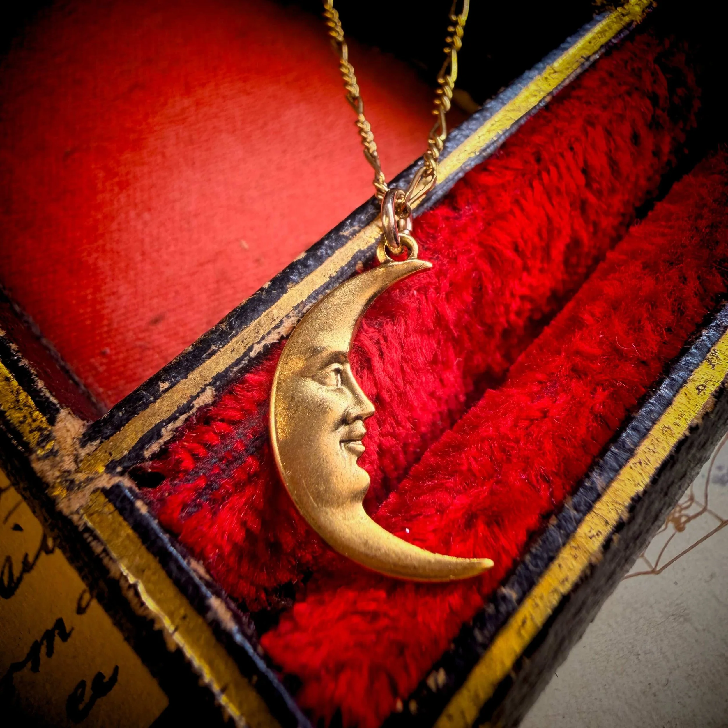 Golden Man in the Moon Necklace for New Beginnings