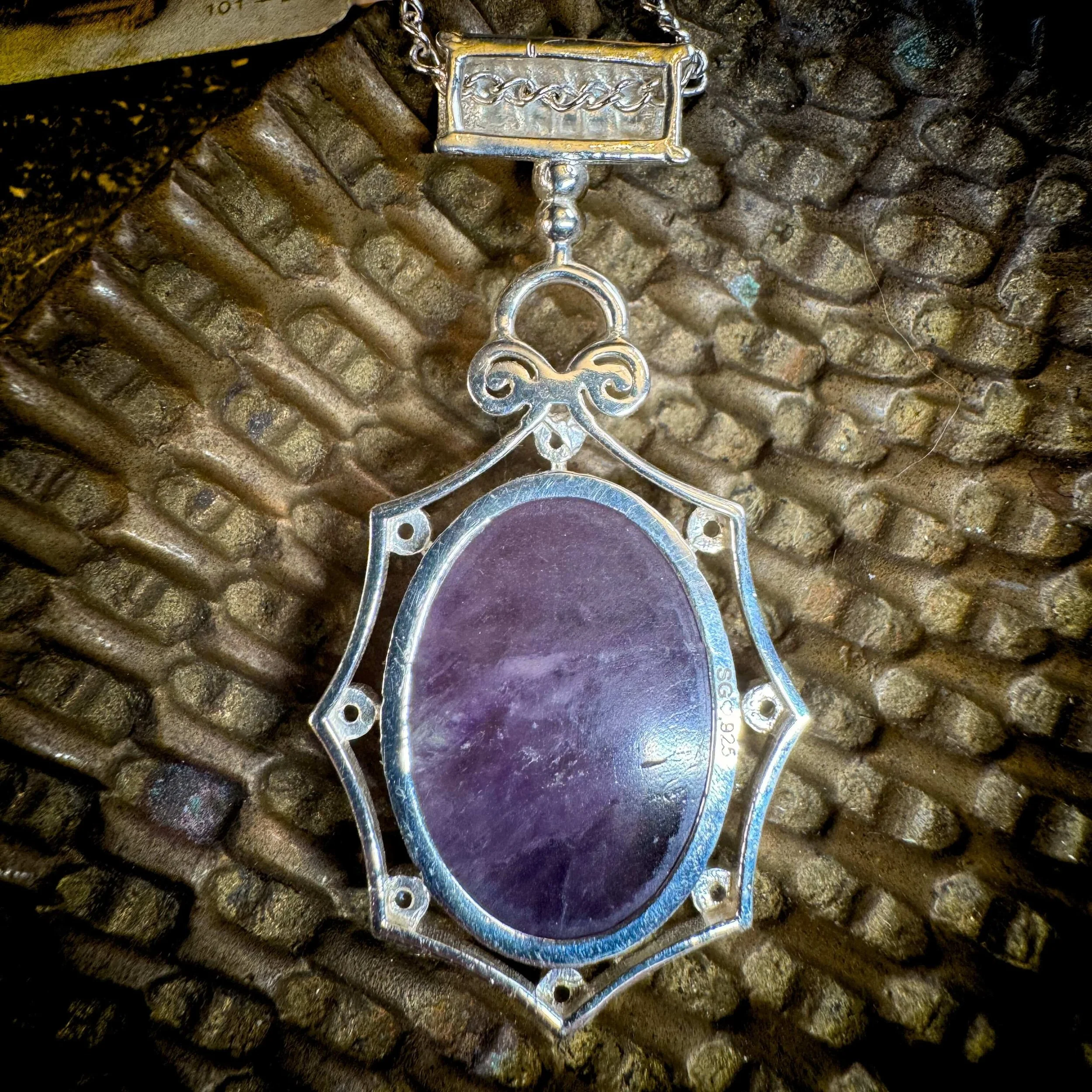 Sterling Silver Amethyst & Rainbow Moonstone Pendant 5.jpg