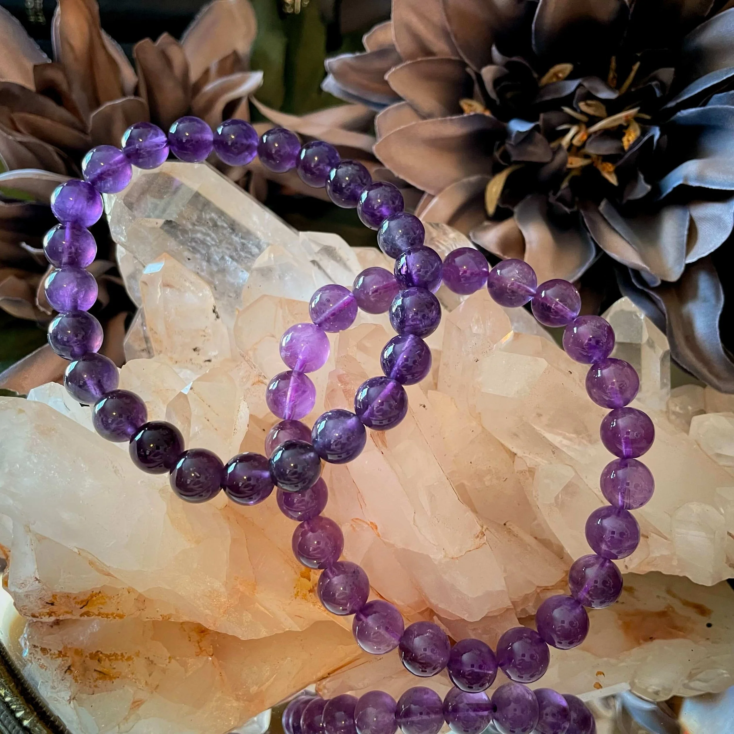 Amethyst Beaded Stretch Bracelet — Alycia Wicker