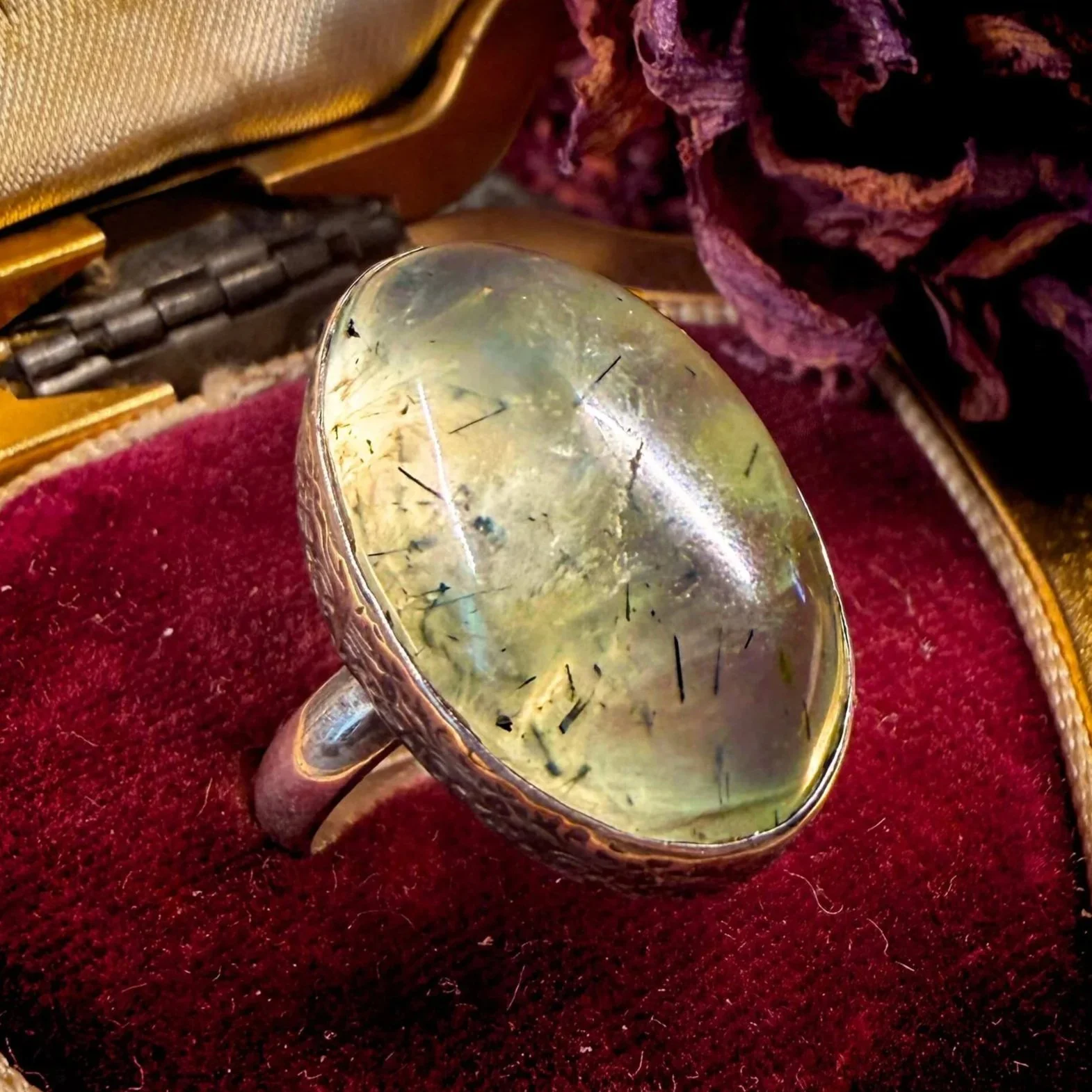 Heal the Healer Ring (8) | Prehnite with Epidote Sterling Silver