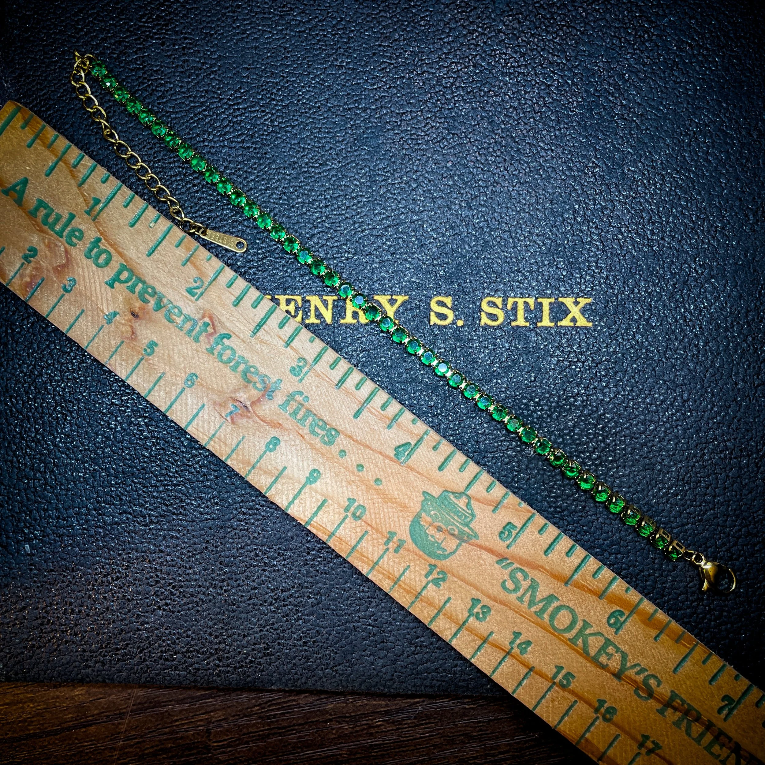 18k Gold Green Zirconia tennis bracelet 11.jpg