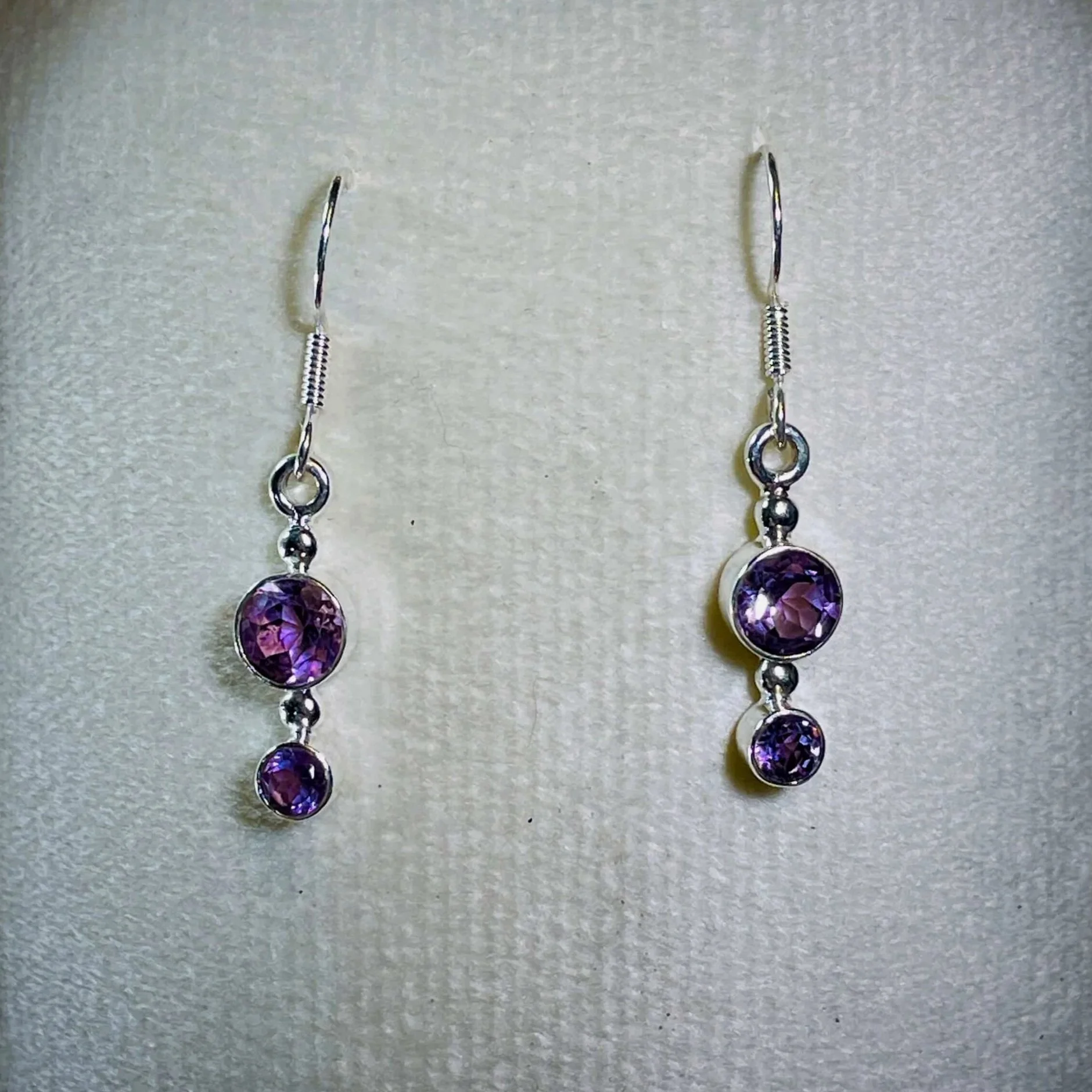 Amethyst Double-Stone Earrings – For Balance & Inner Alignment