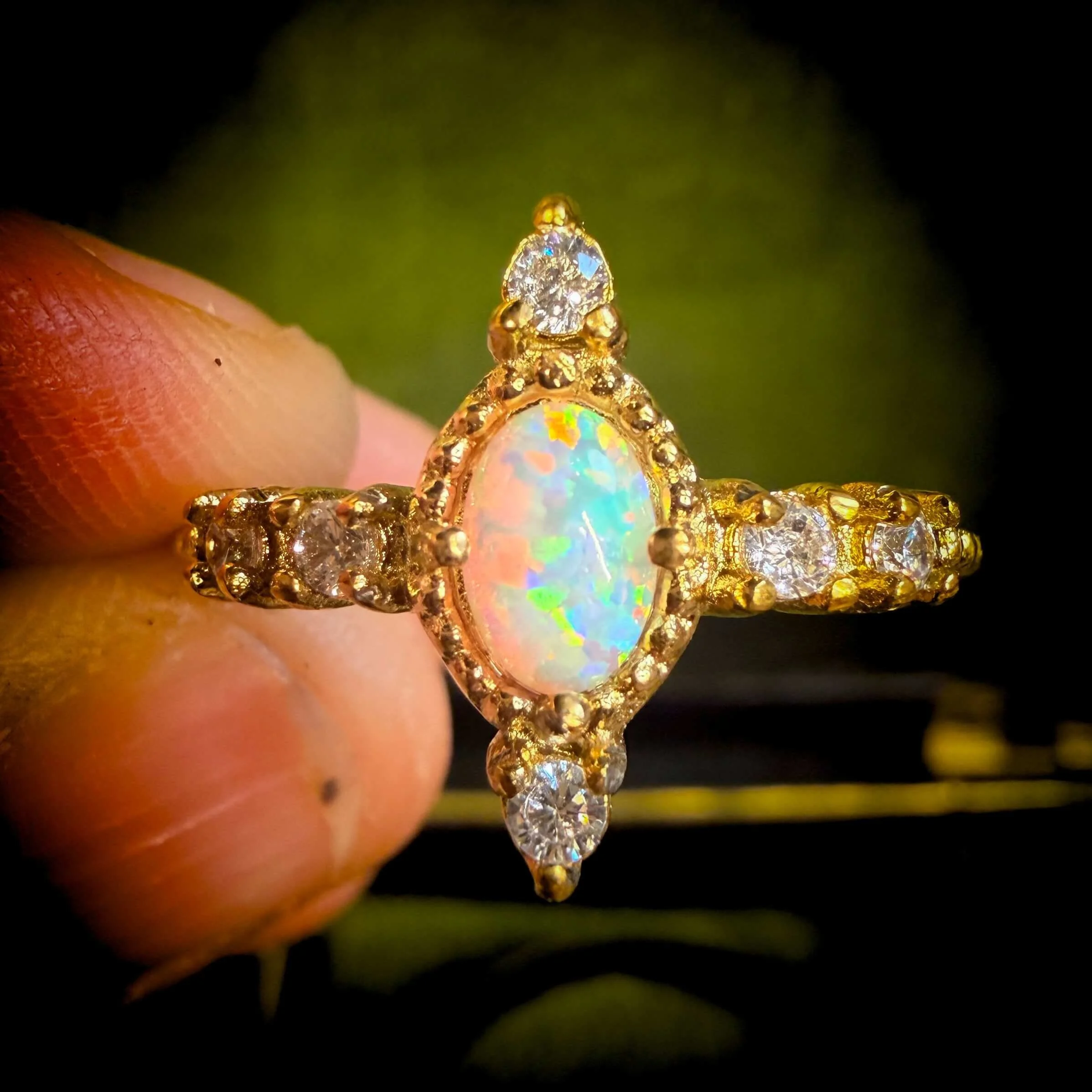 Inlaid Cz & Opal 18K Gold Plated Stainless Steel Ring 4.jpg