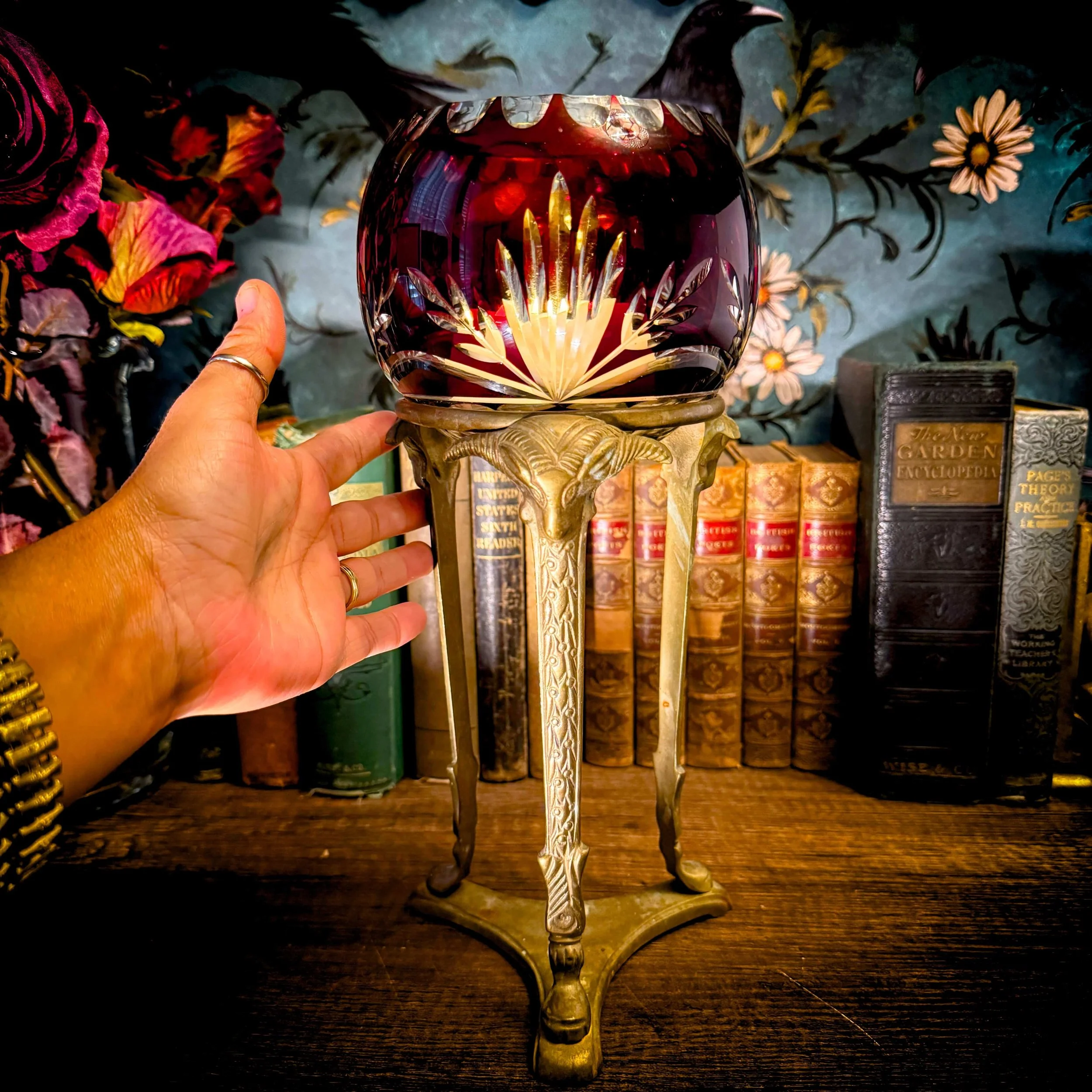 Brass Holder Red Cut Glass Bowl 13.jpg