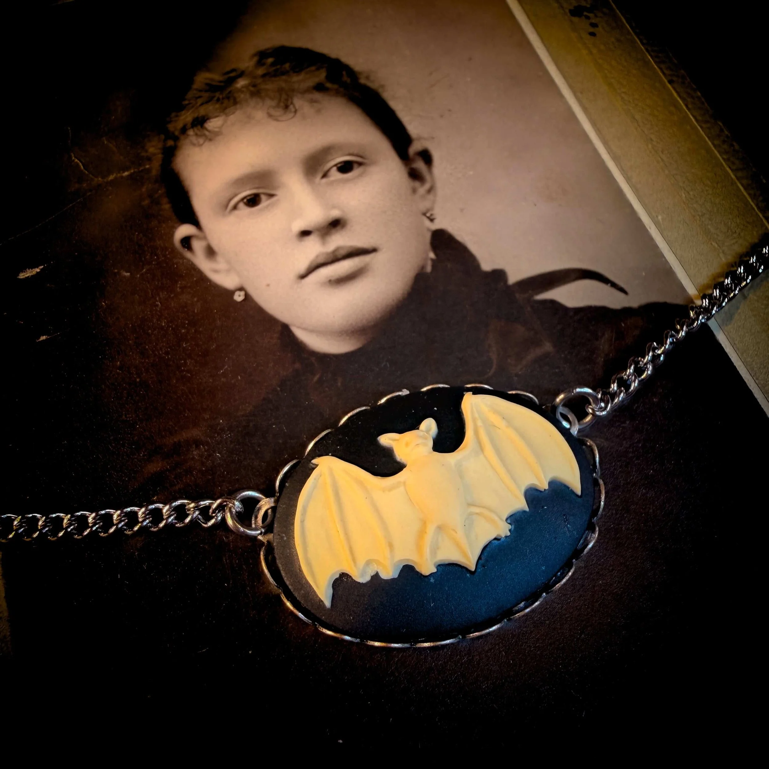 Bat Cameo Necklace for Quiet Watching