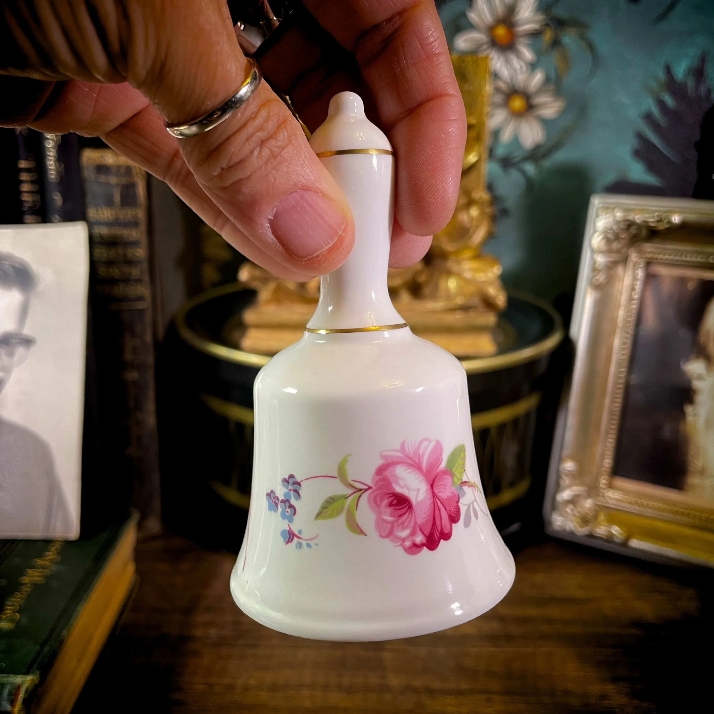 Rose Quartz Sphere with Vintage Angel & English Bell 11.jpg