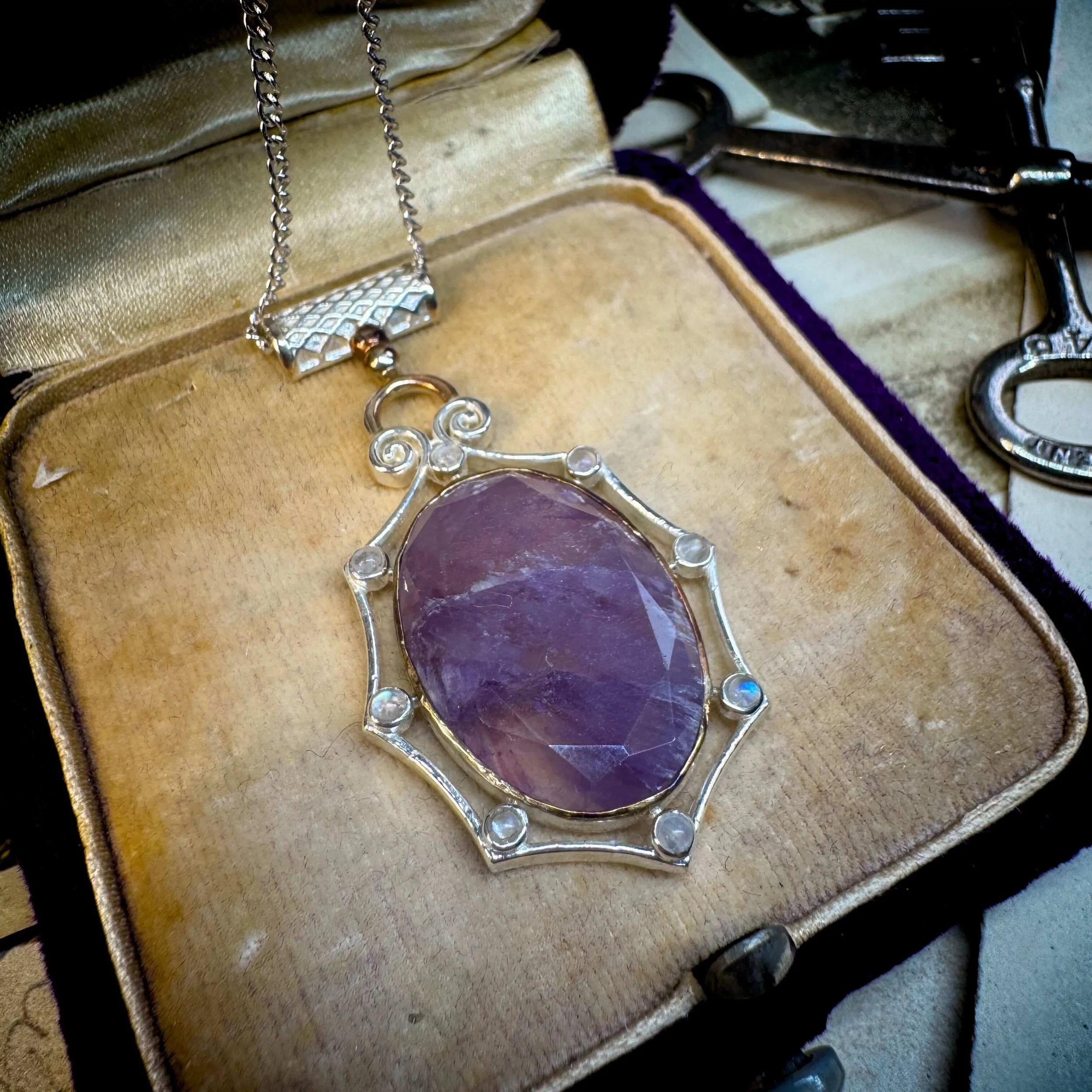 Sterling Silver Amethyst & Rainbow Moonstone Pendant 14.jpg