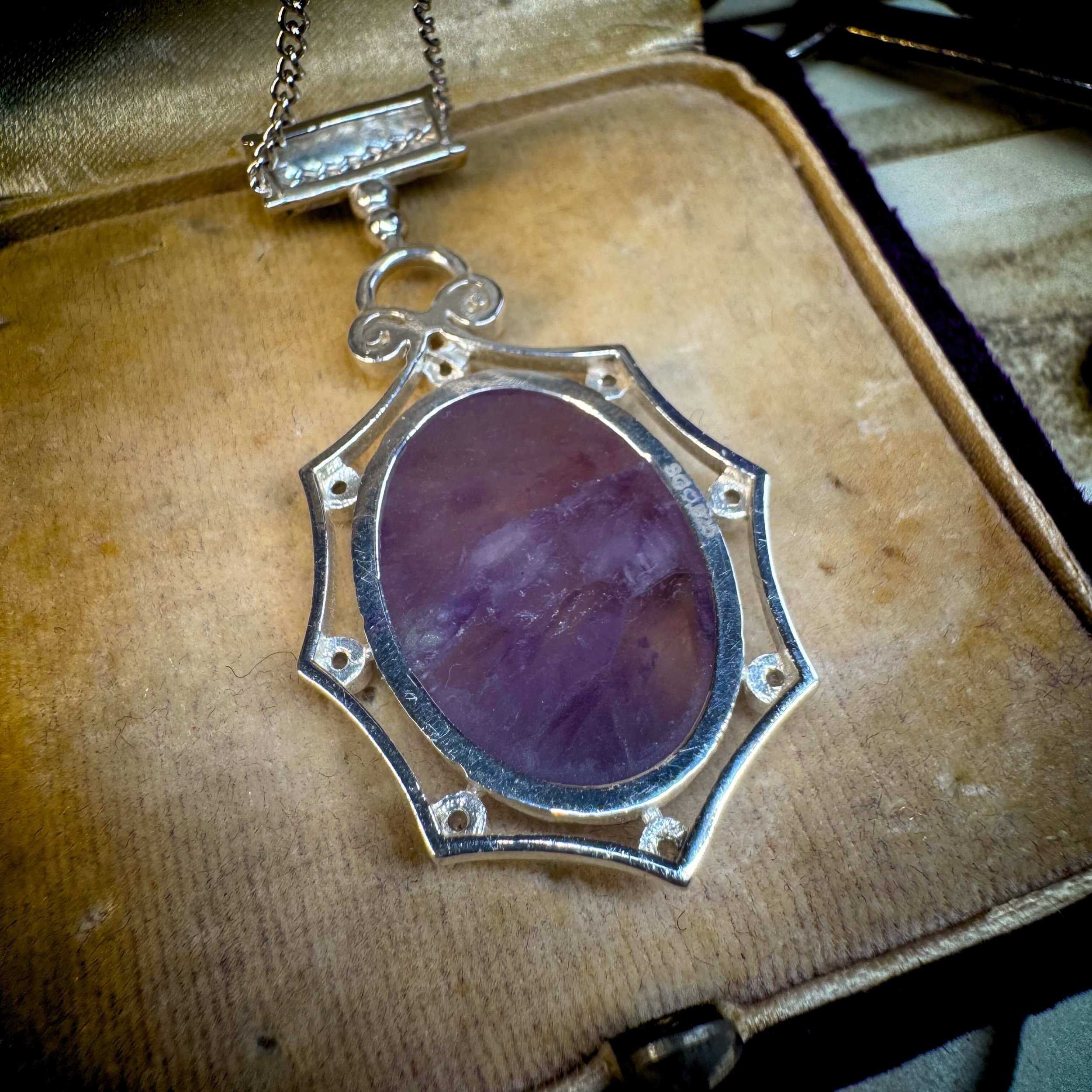 Sterling Silver Amethyst & Rainbow Moonstone Pendant 13.jpg