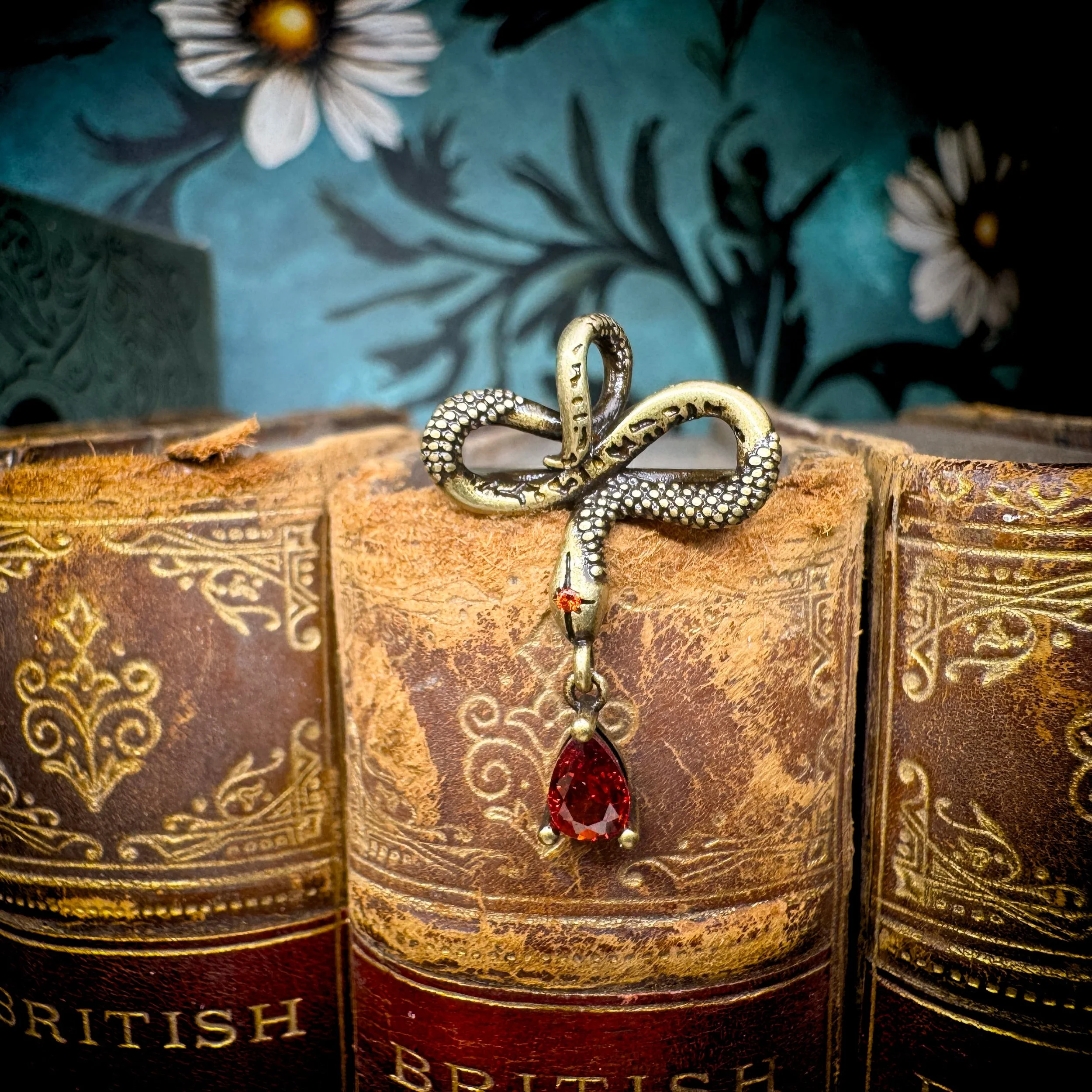 Bronze Red Rhinestone Snake Ring Adj 9.jpg