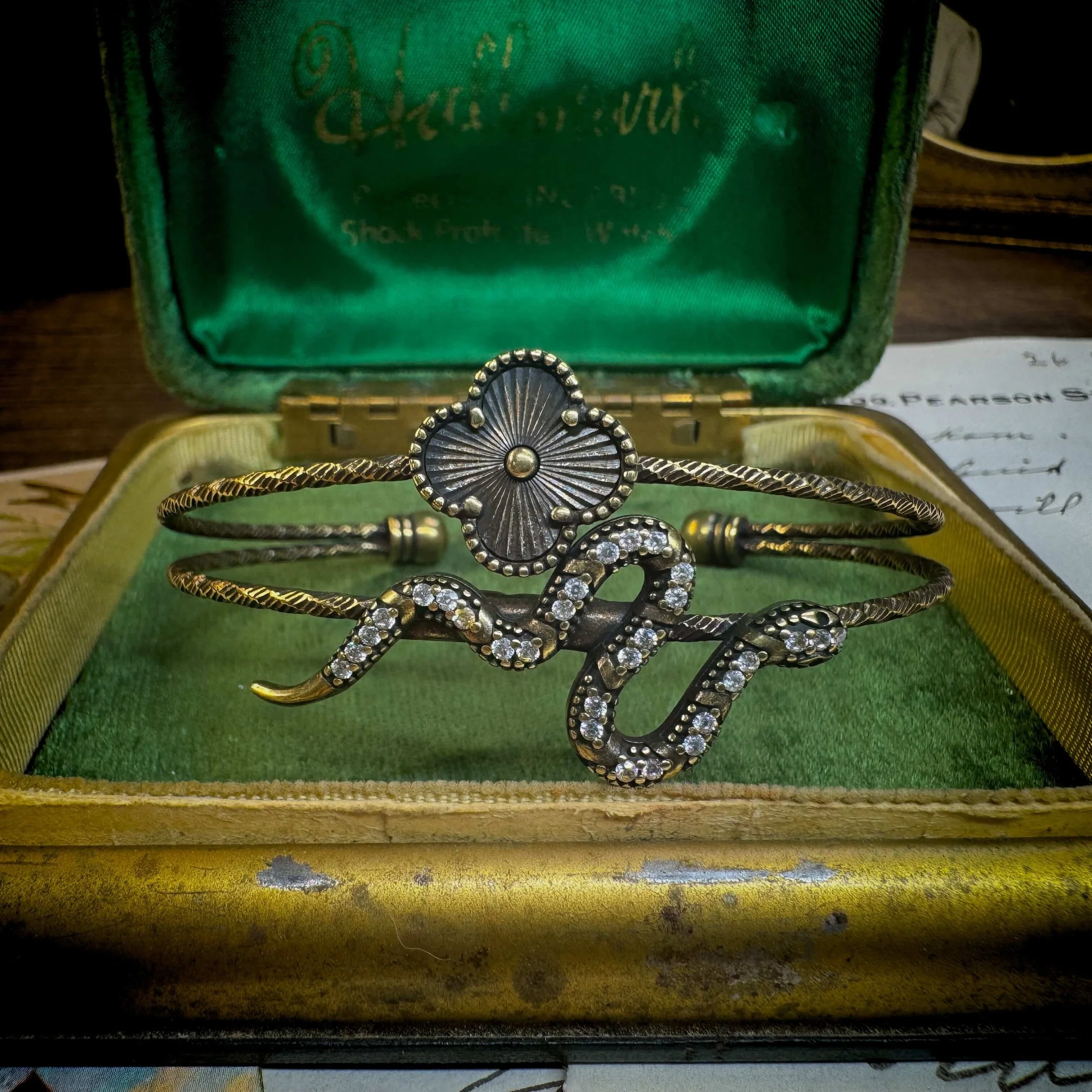 Snake Clover Brass Bangle 7.jpg