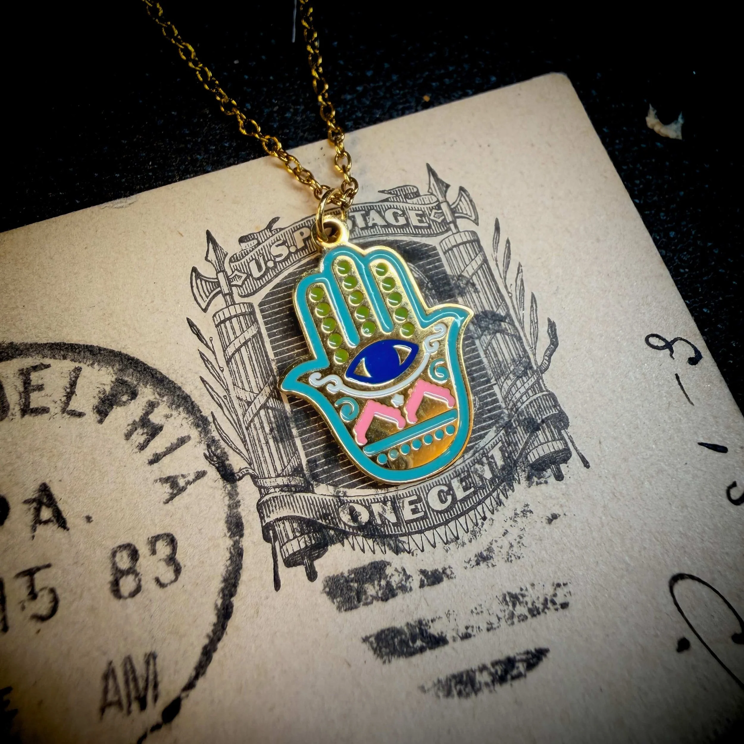 Hamsa Hand Necklace | 18K Gold Plated Stainless Steel | Evil Eye Protection Charm