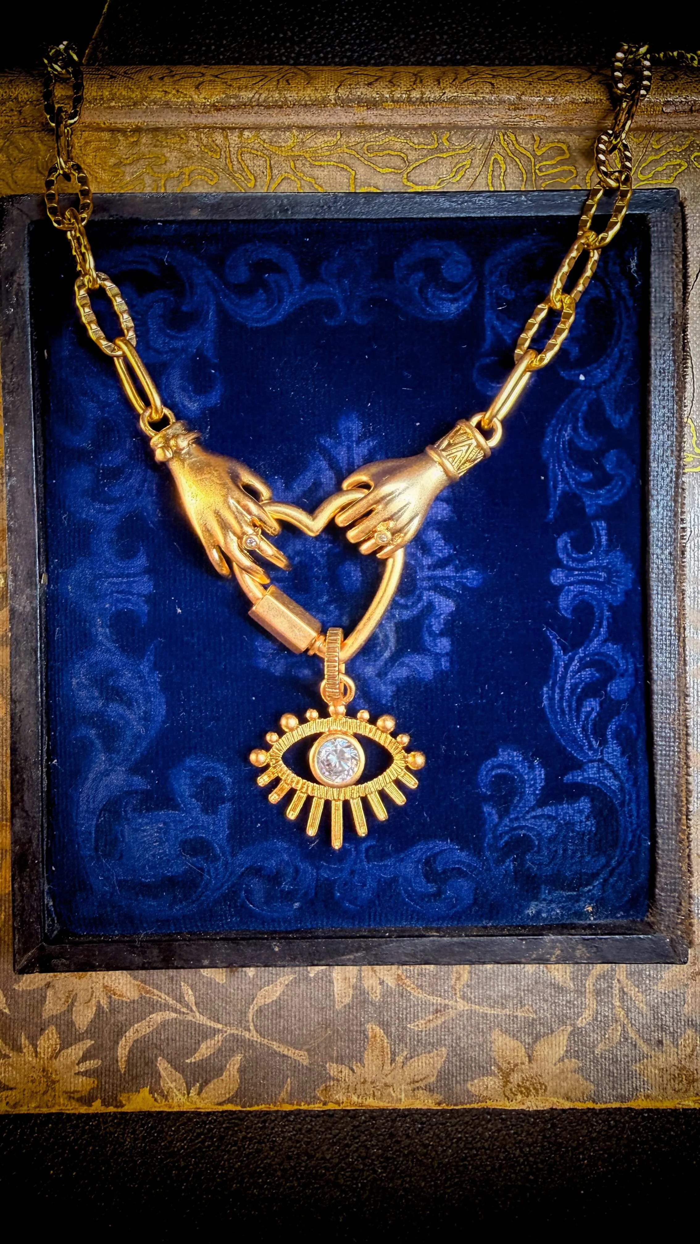 Holding Hands Evil Eye Necklace for Connection
