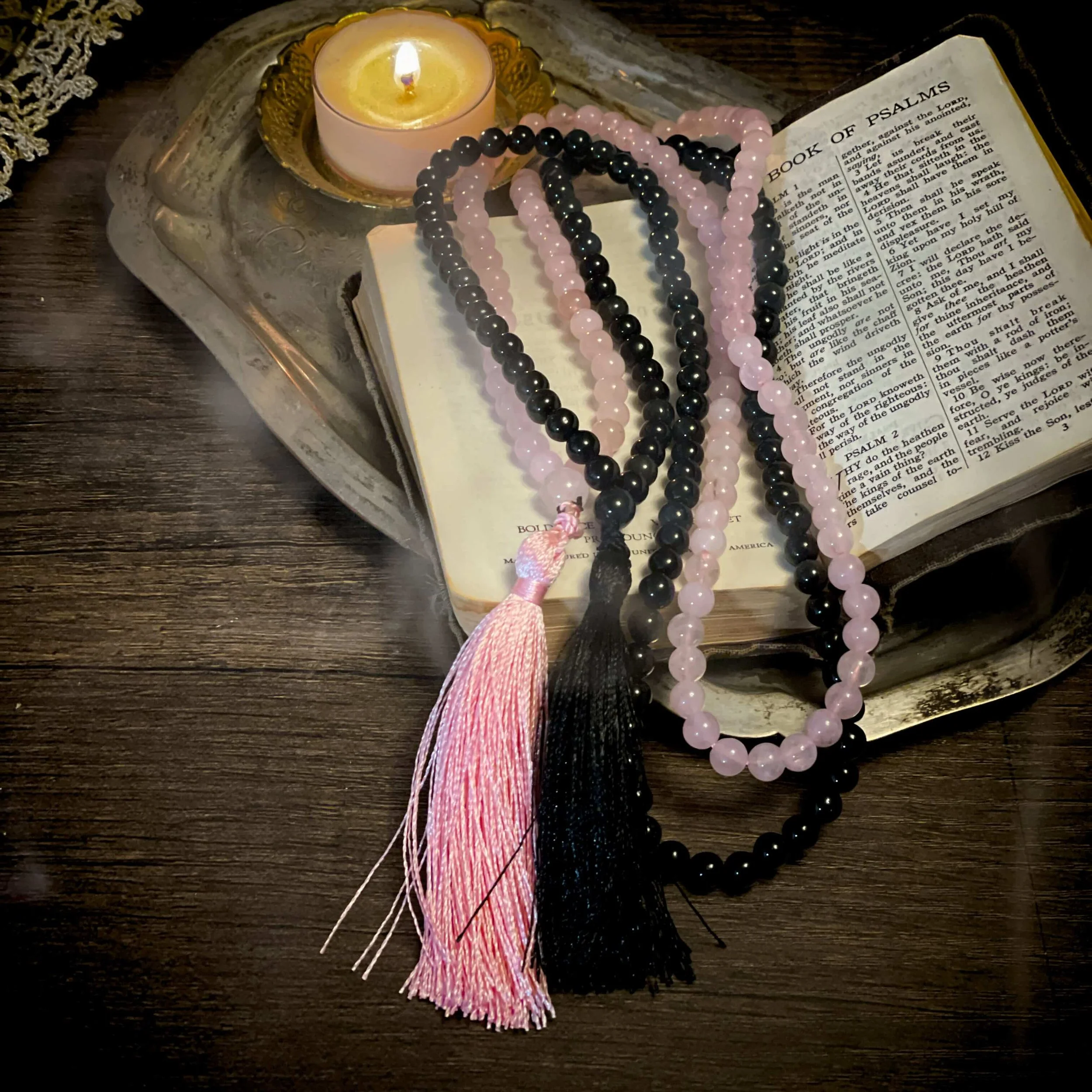 Gemstone Malas — 108 Prayer Beads | Rose Quartz or Black Obsidian