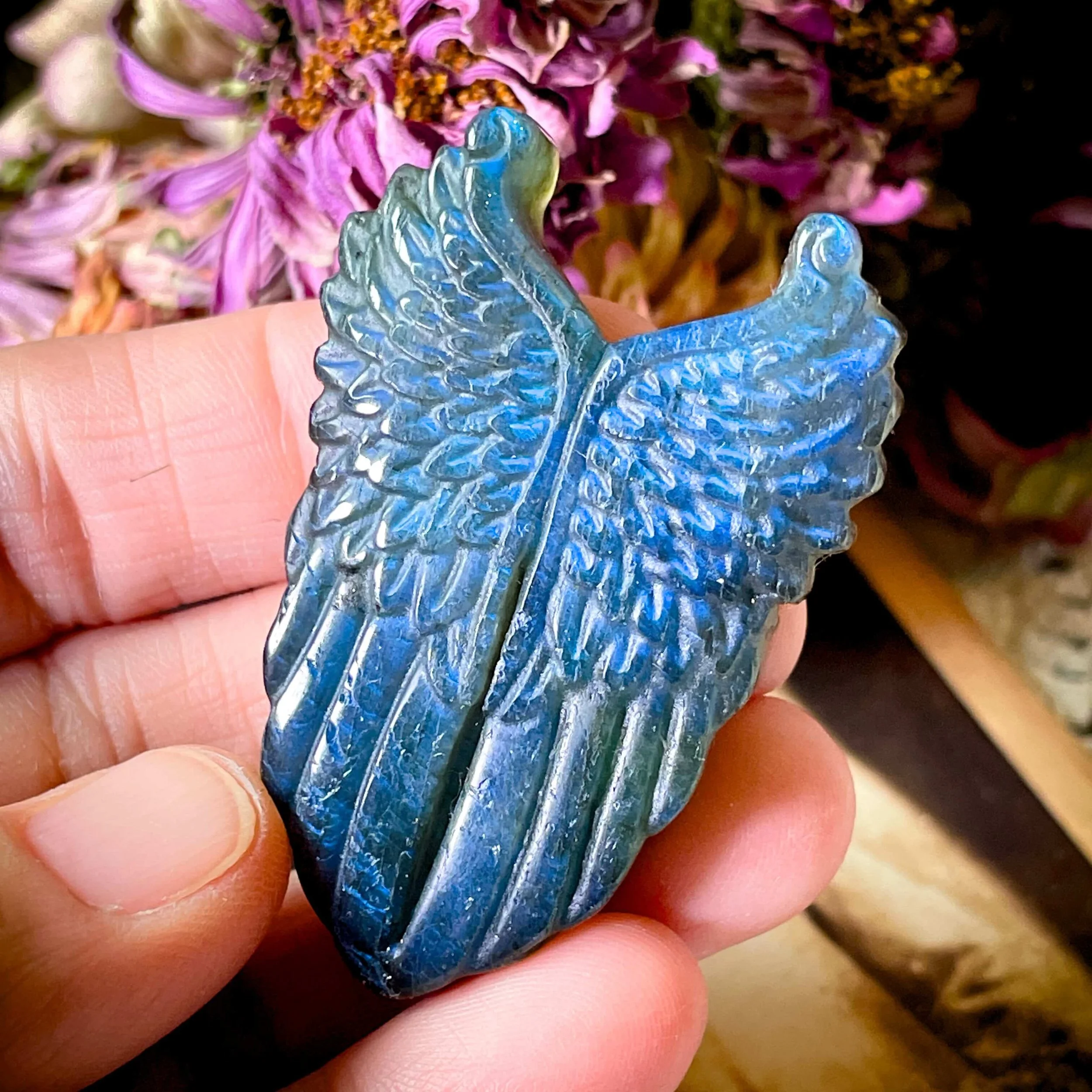 ๐ชฝ Labradorite Angel Wings โ Psychic Shield & Protection