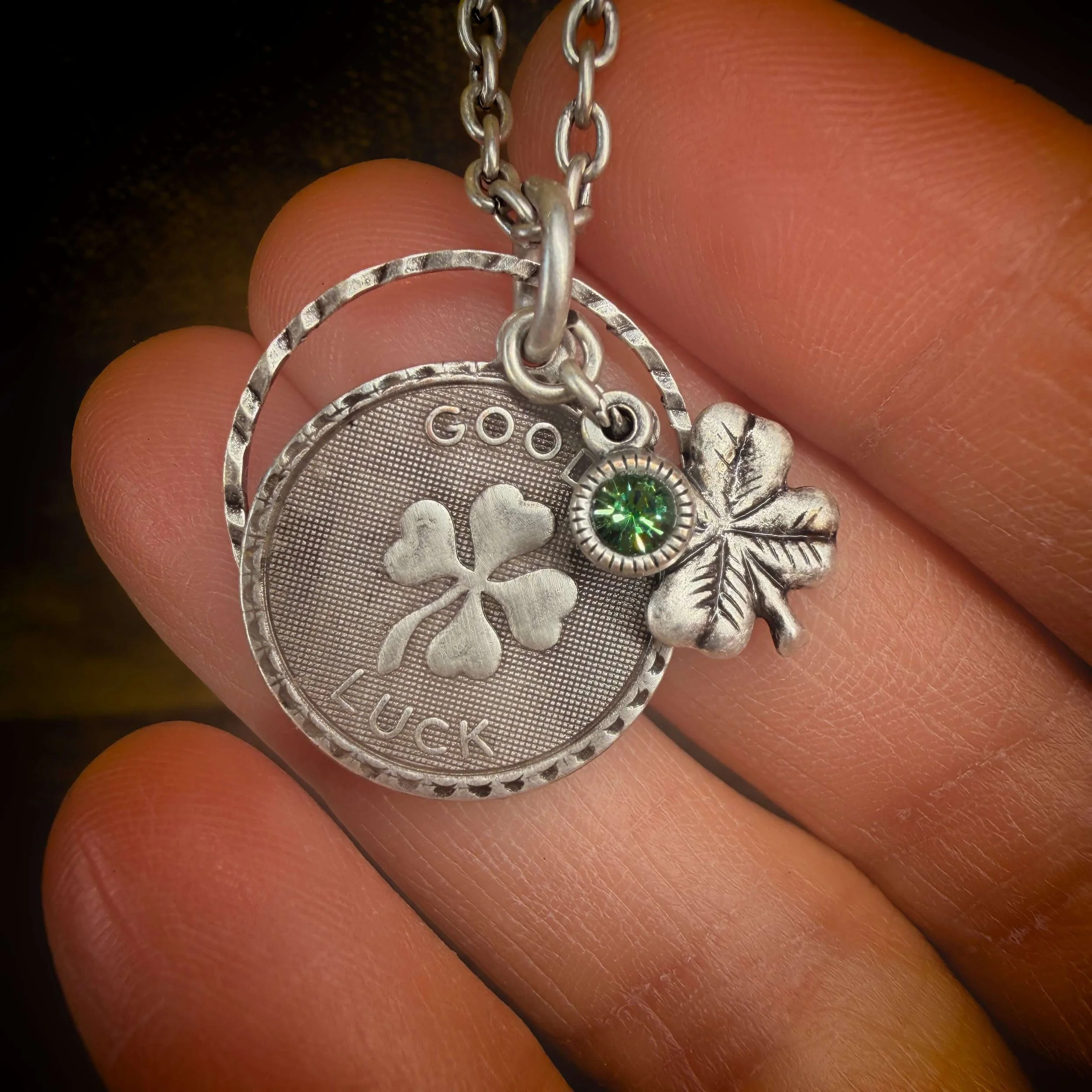 Good Luck Coin Necklace with Four Leaf Clover Charm 4(1).jpg