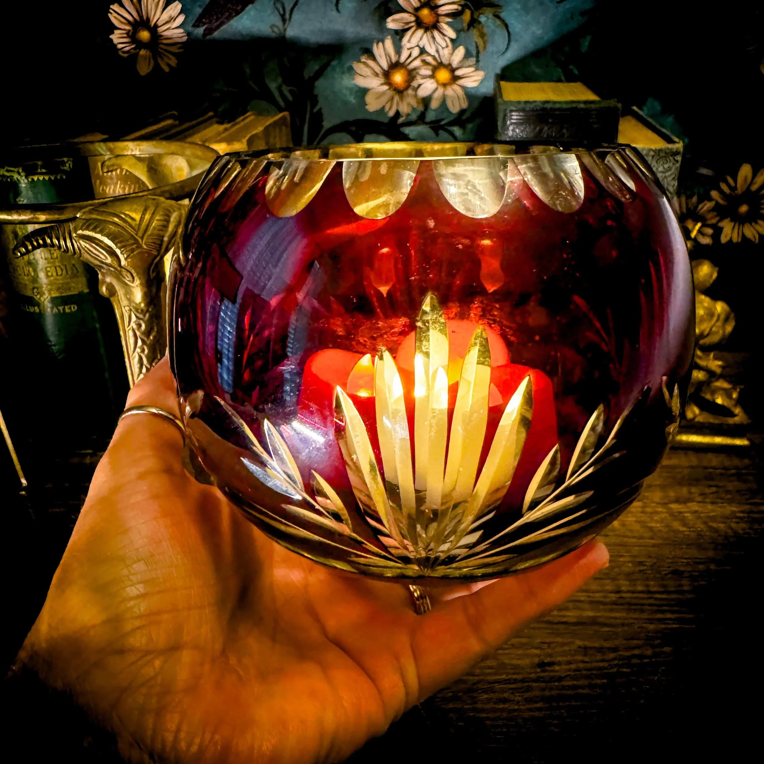 Brass Holder Red Cut Glass Bowl 11.jpg