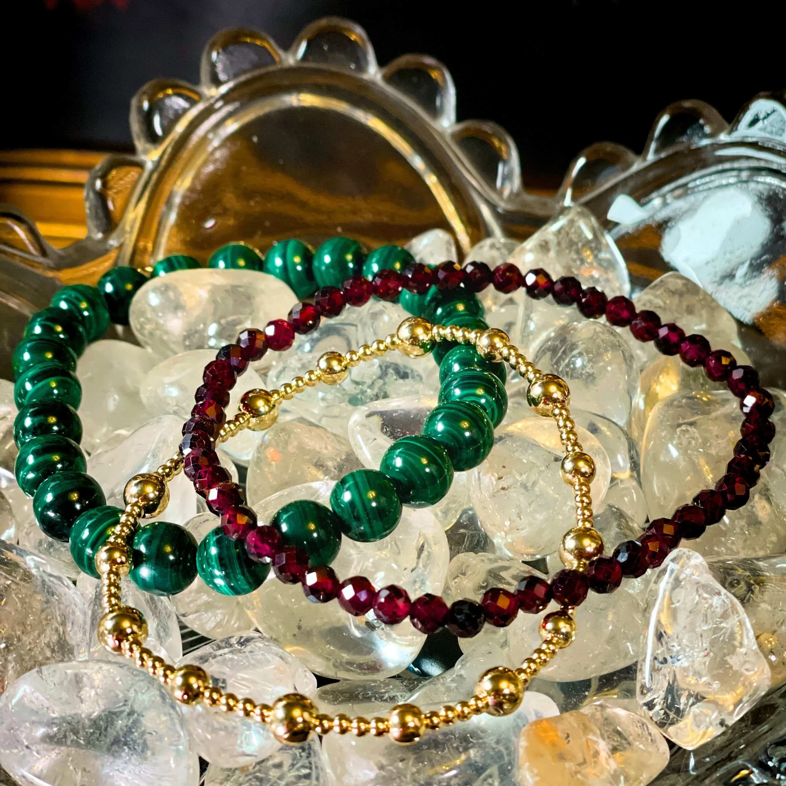 Malachite Gold Garnet Bracelets 8.jpg