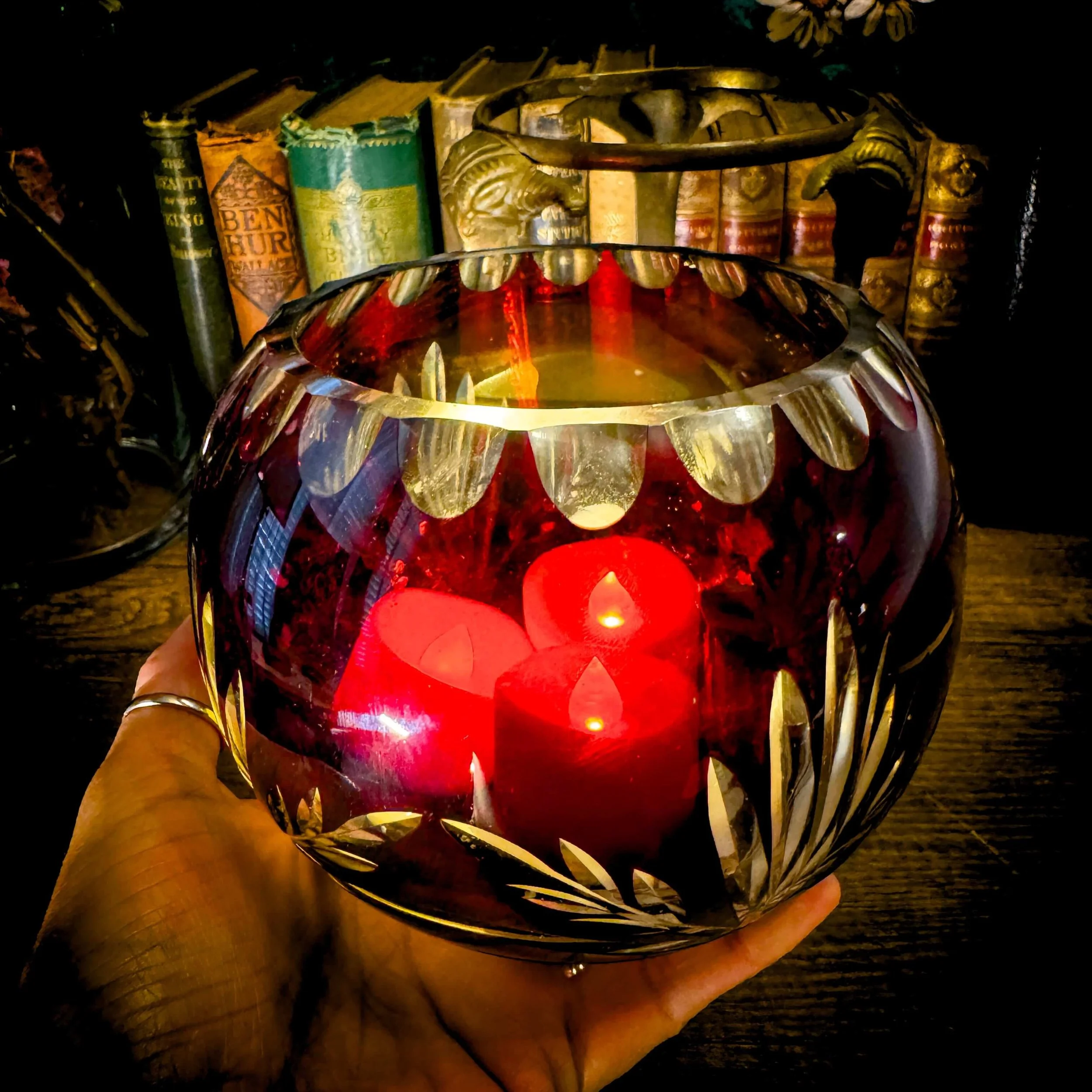 Brass Holder Red Cut Glass Bowl 2.jpg