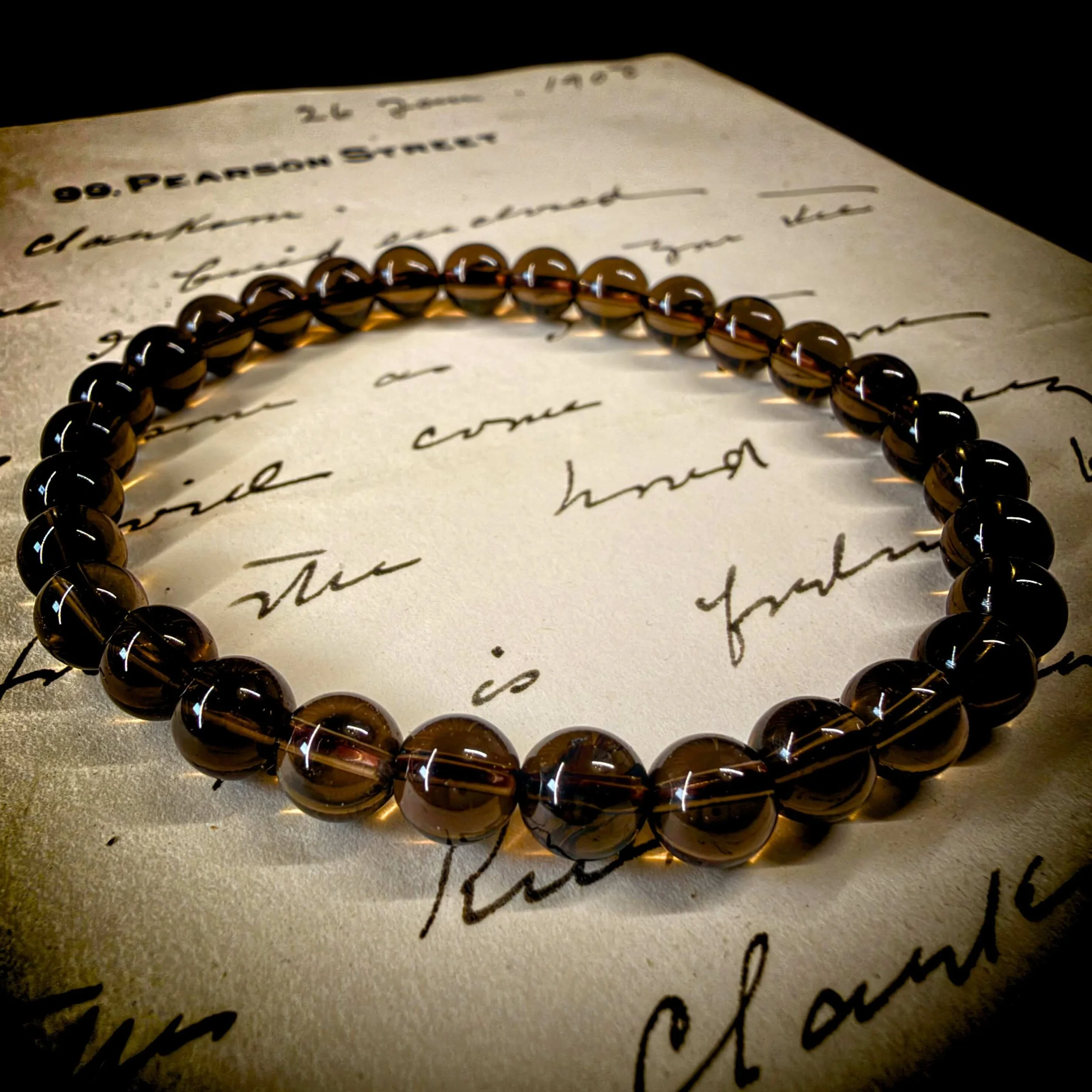 Smoky Quartz Bead Bracelet for Grounding & Releasing Negativity