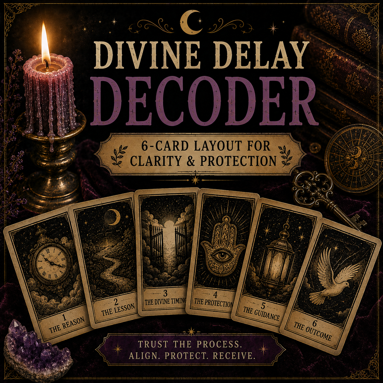 🕰️ Divine Delay Decoder – 6-Card Layout for Clarity & Protection ✨ (Digital Download)