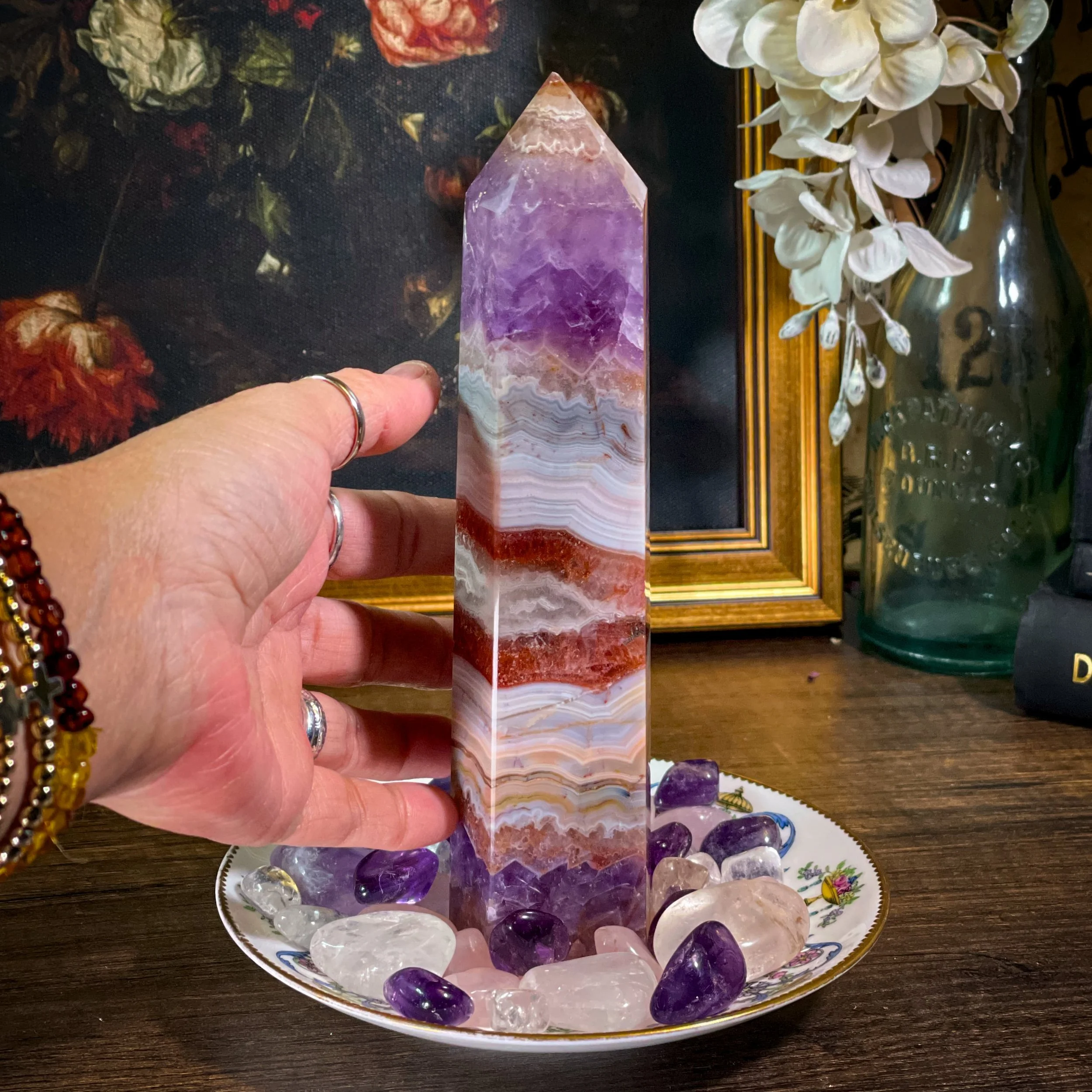Amethyst Lace Agate Generator Altar Set — For Ritual & Calm Clarity