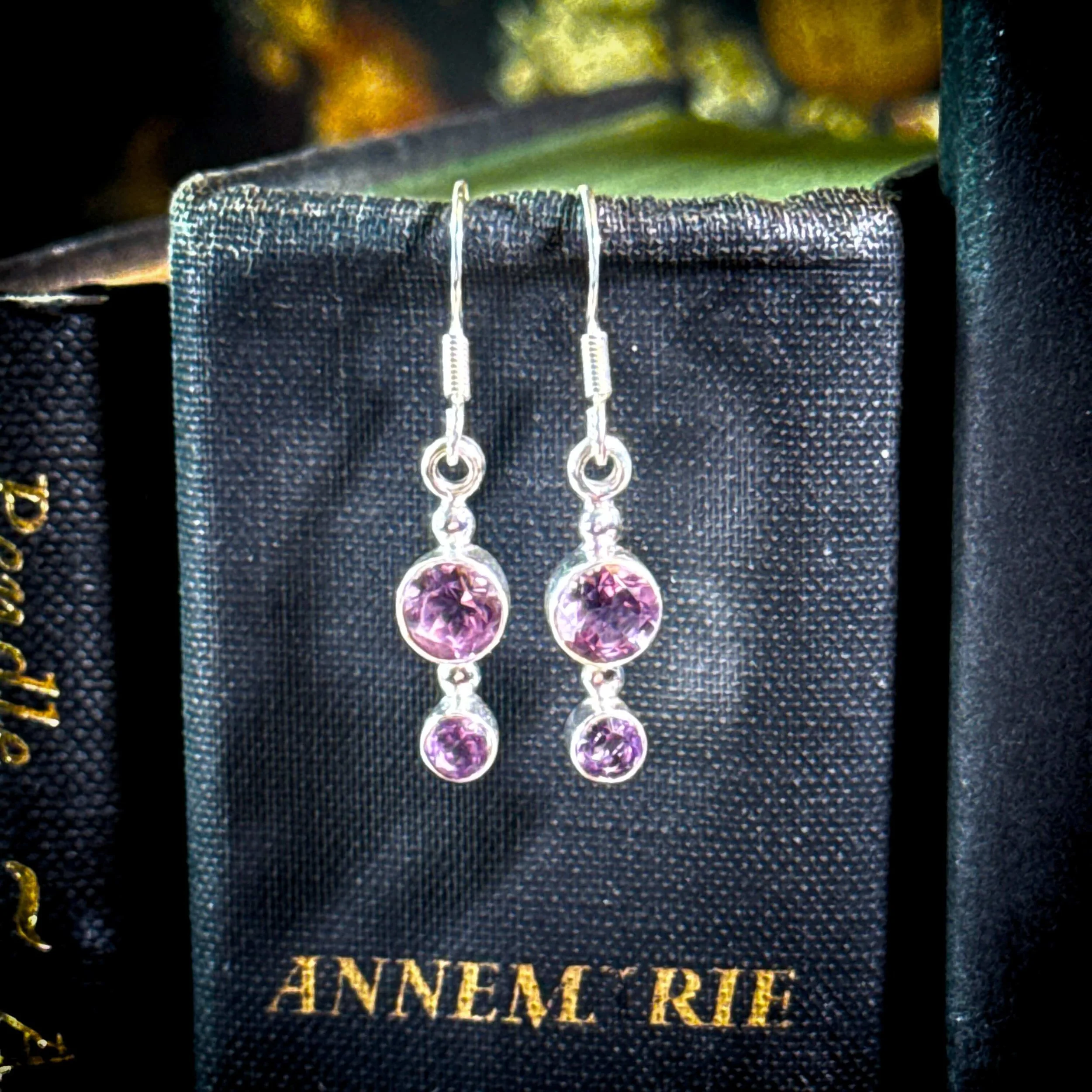 Amethyst Double-Stone Earrings – For Balance & Inner Alignment