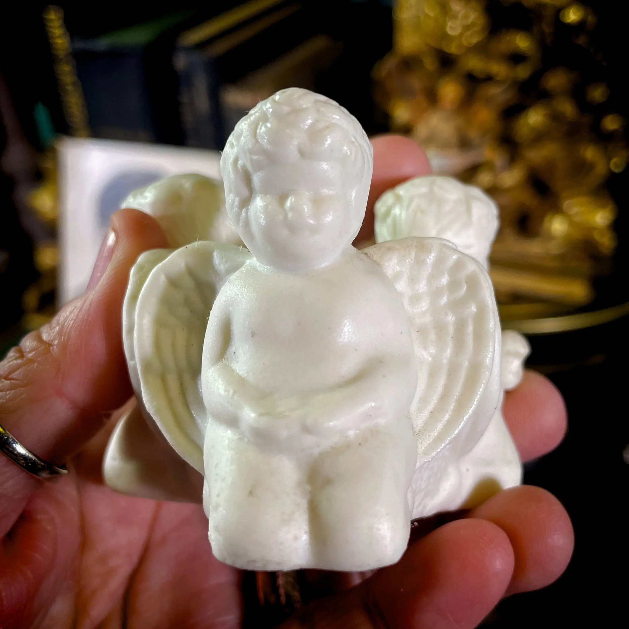 Rose Quartz Sphere with Vintage Angel & English Bell 4.jpg
