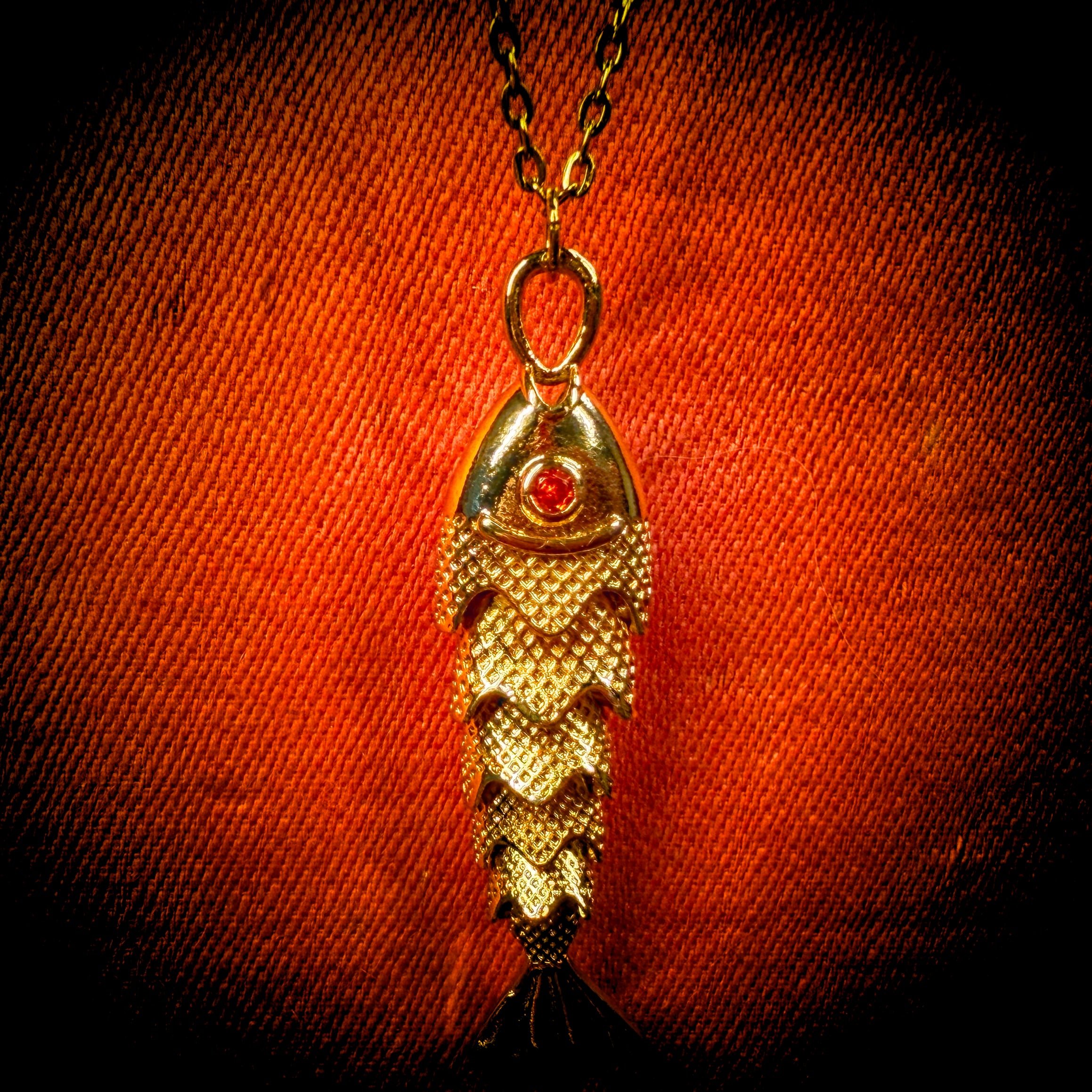 Swinging Tail Fish Charm Gold-Plated Necklace 4.jpg