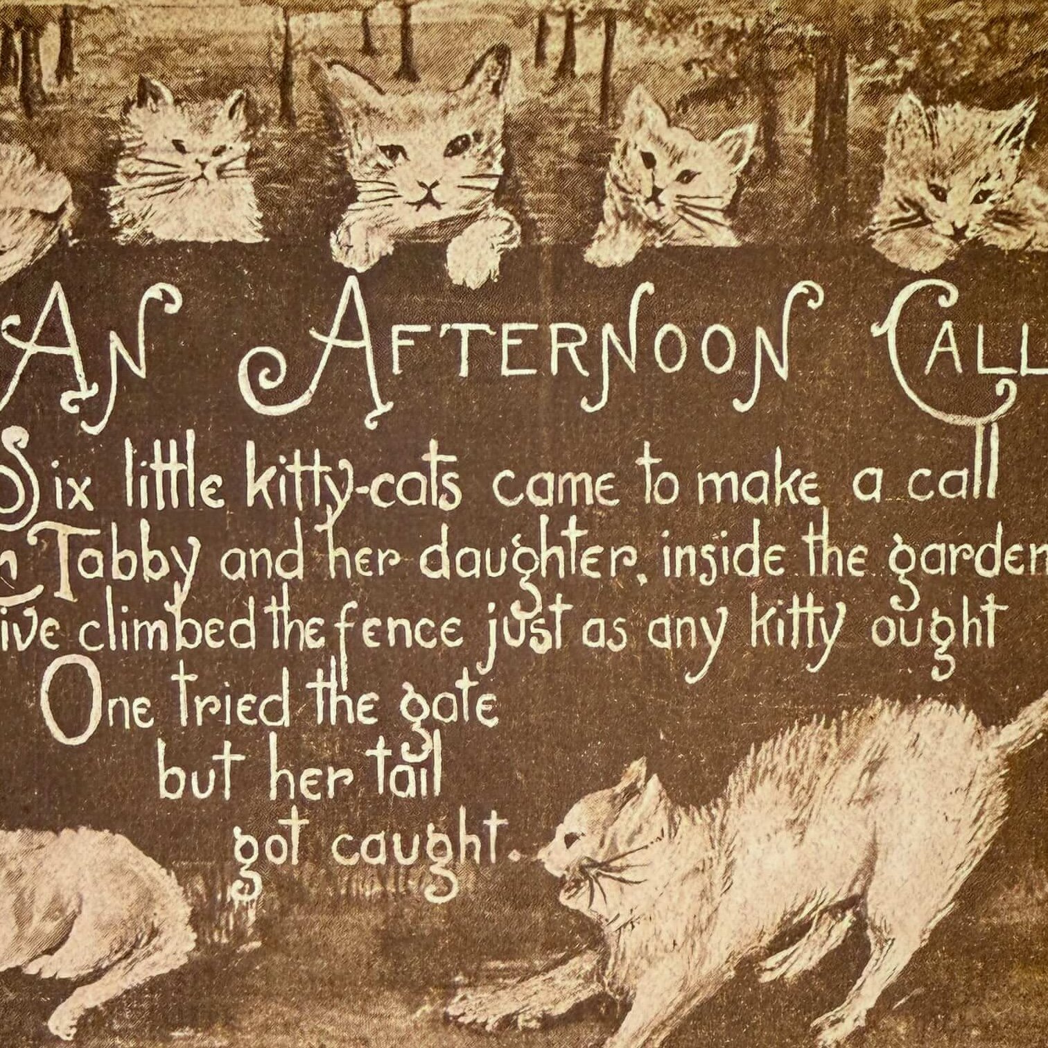 Antique 1909 Cat Postcard Six Little Kitty Cats Mailed to Chicago