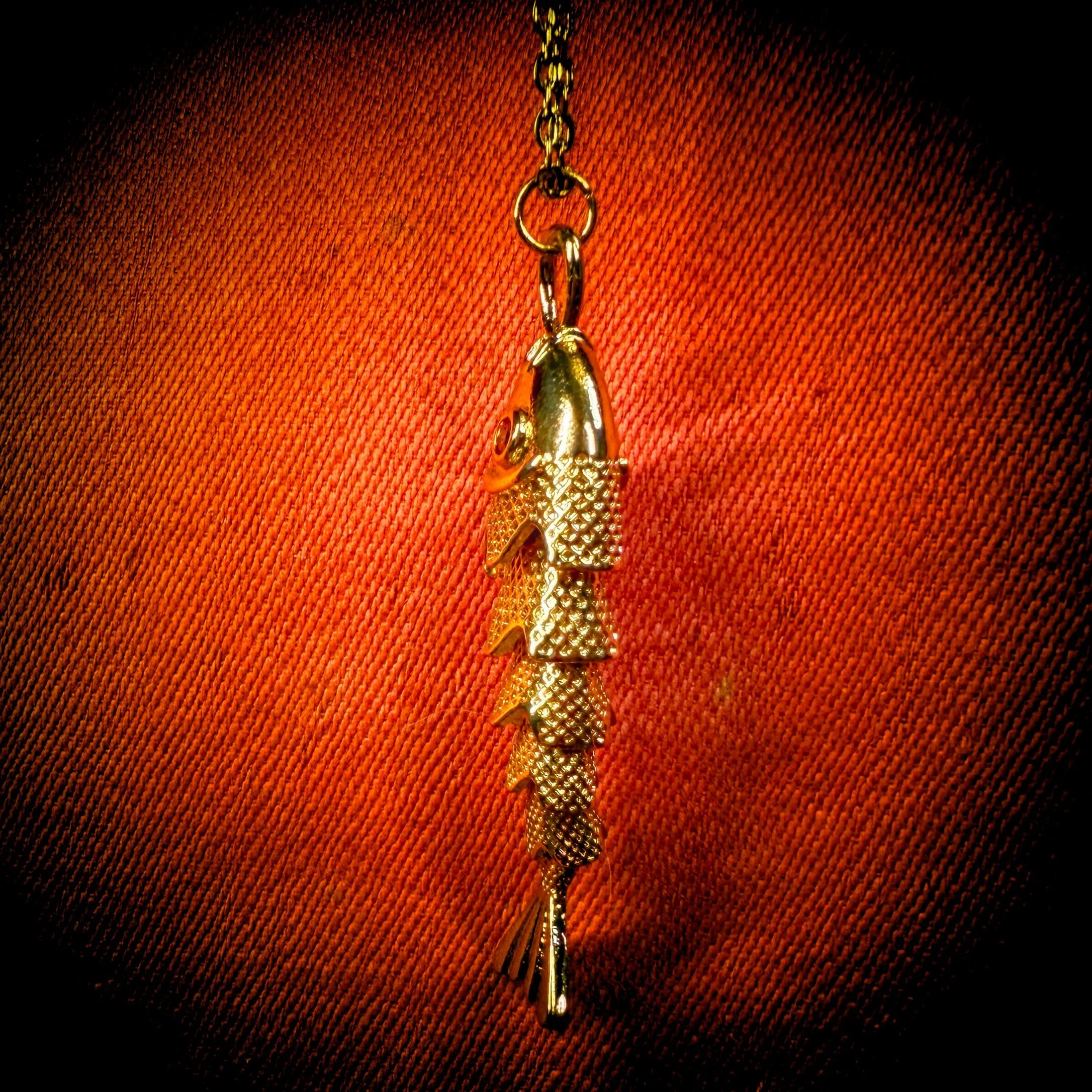 Swinging Tail Fish Charm Gold-Plated Necklace 5.jpg