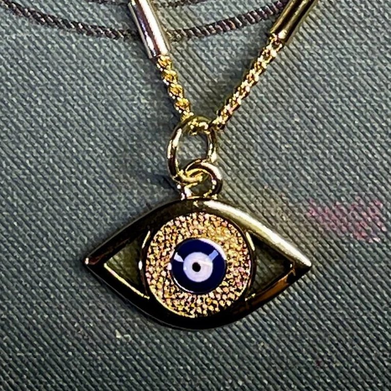 Evil Eye Pendant Necklace — 14K Gold Plated Enamel