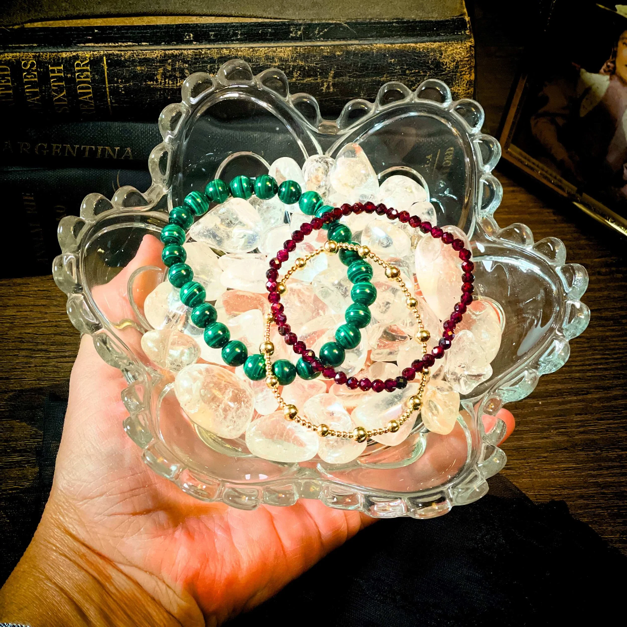 Malachite Gold Garnet Bracelets 4.jpg