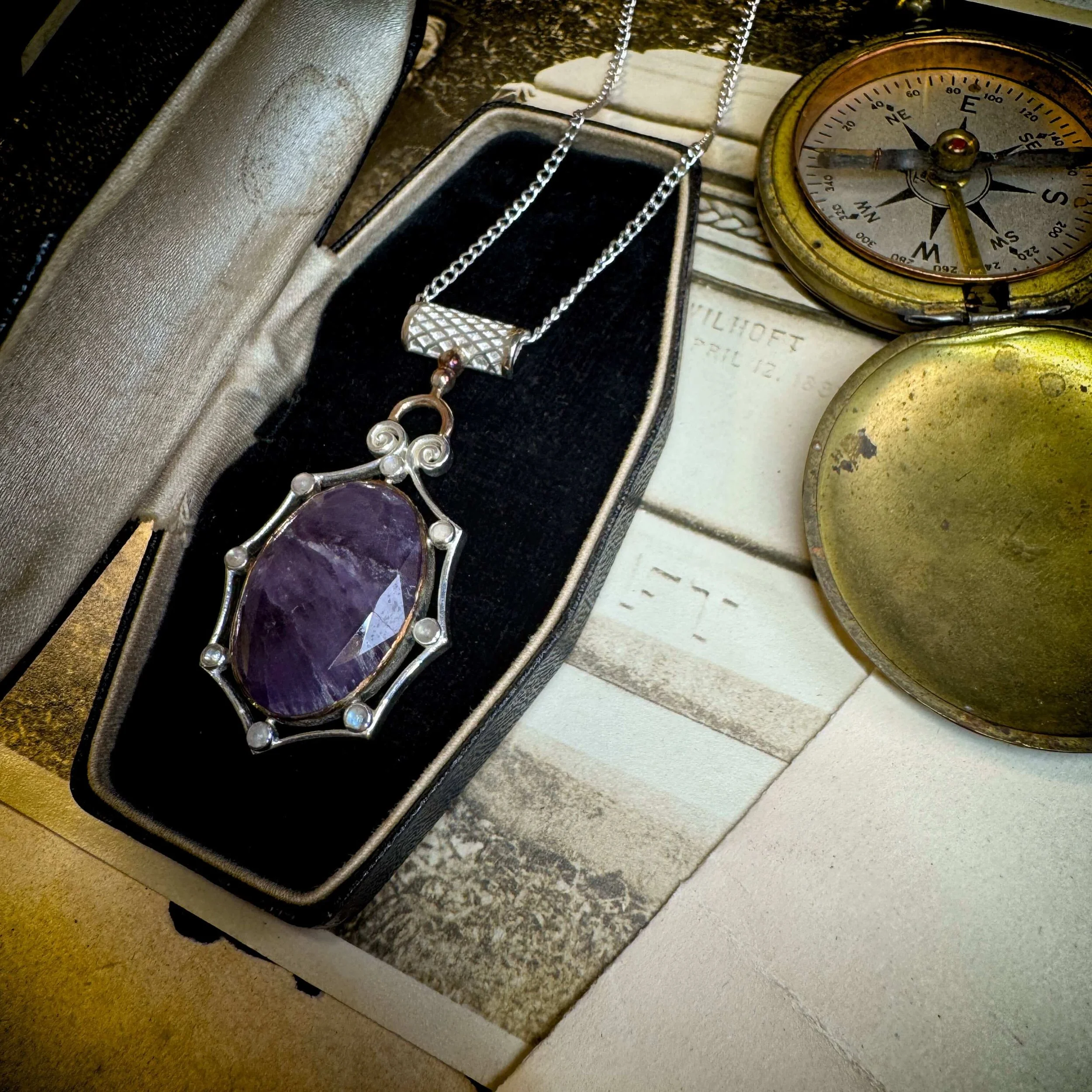Sterling Silver Amethyst & Rainbow Moonstone Pendant 2.jpg