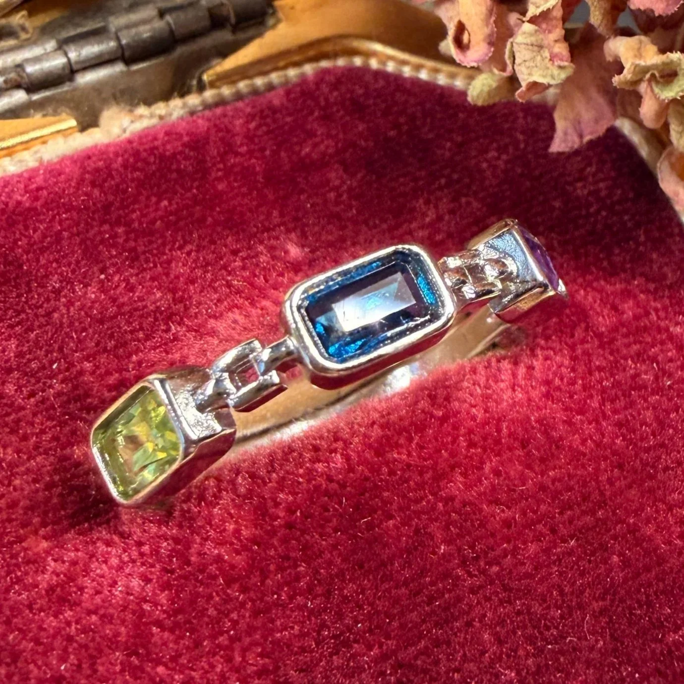 Get Your Shit Aligned Ring (8) | Topaz Peridot Amethyst White Bronze