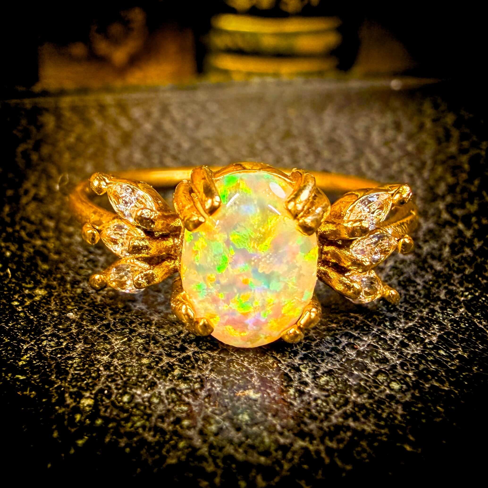 Lucky Opal Cubic Zirconia 18K Golden S.Steel Ring 4.jpg