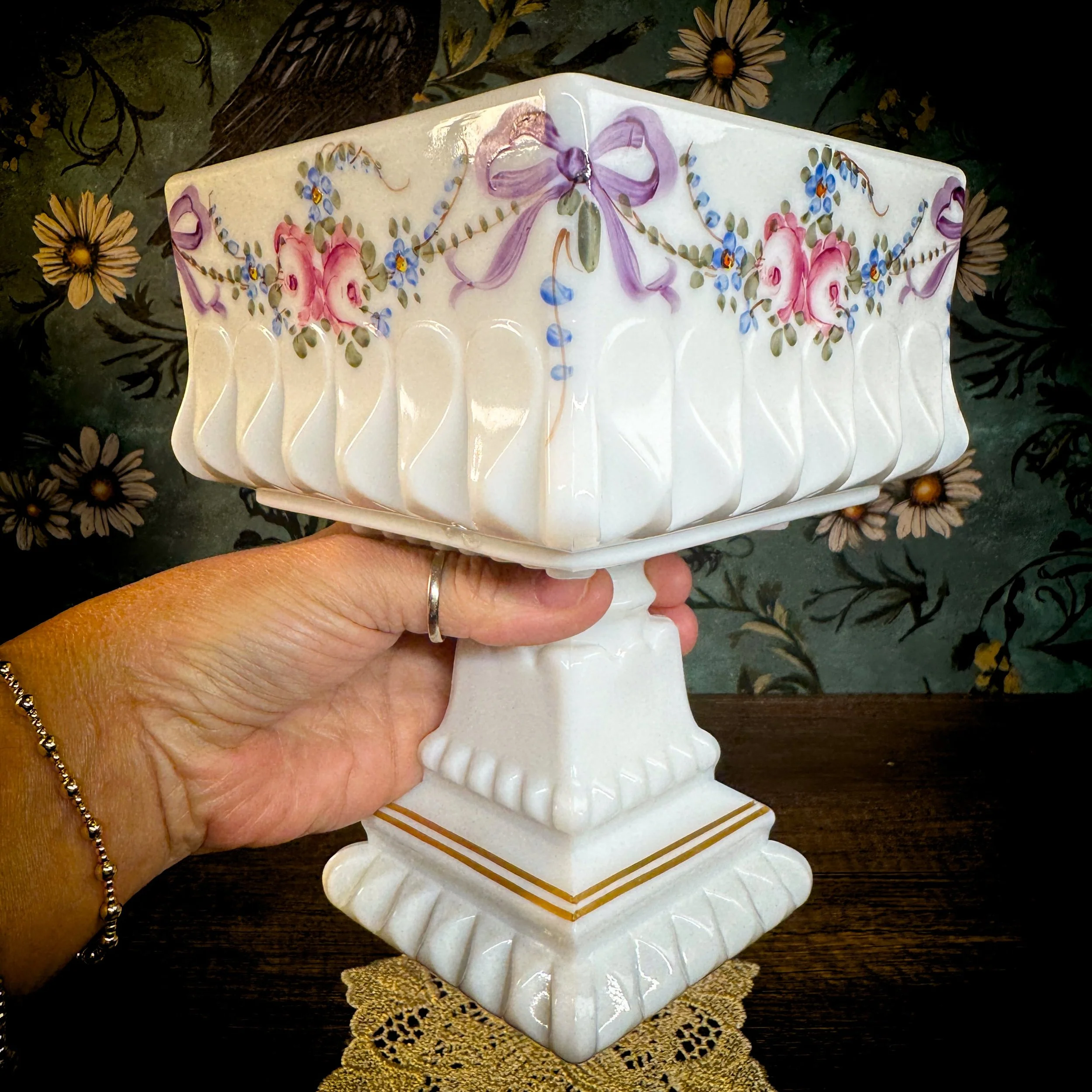Westmoreland Milk Glass Wedding Cake Box Candy -1.jpg