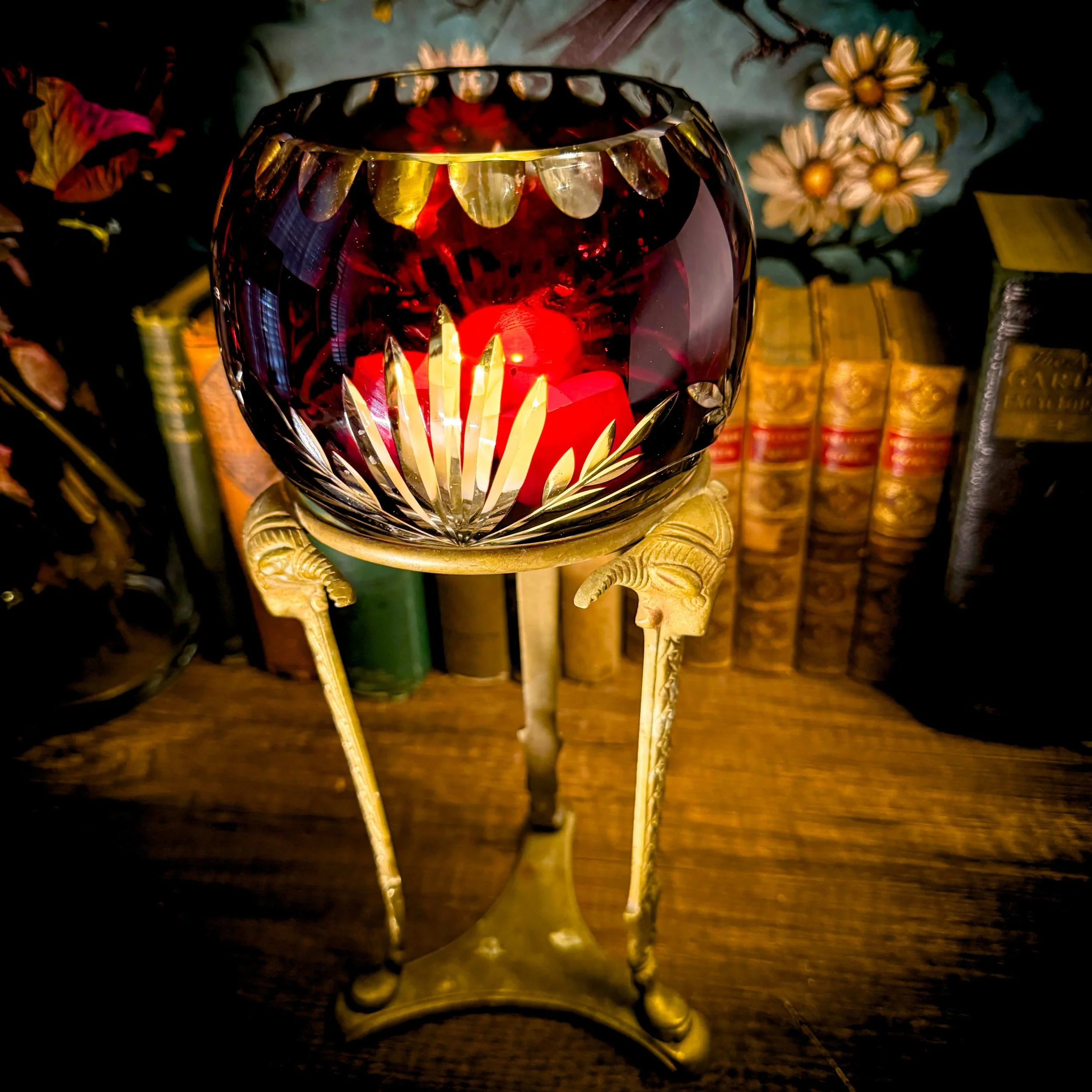 Brass Holder Red Cut Glass Bowl 21.jpg