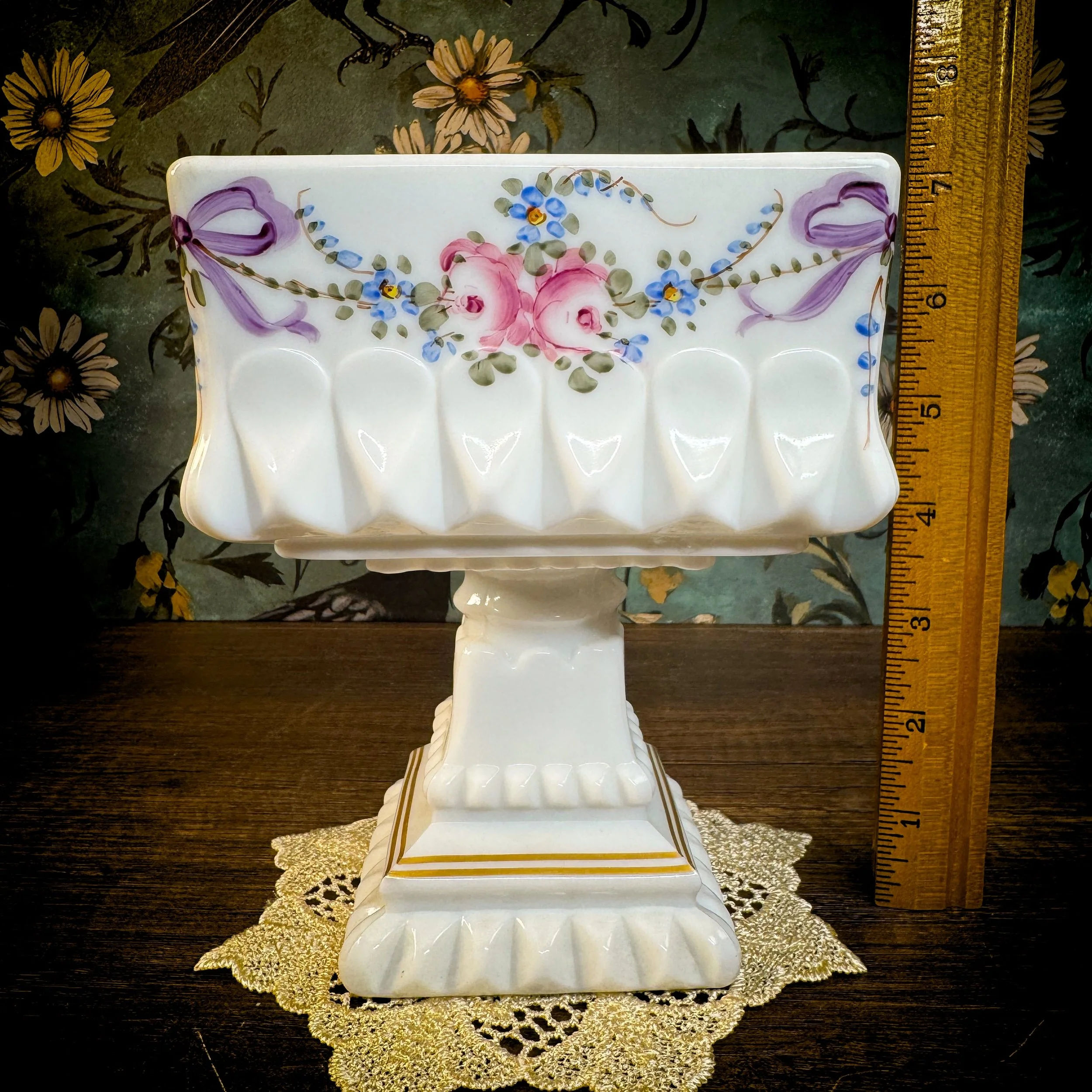 Vintage Westmoreland Milk Glass Pedestal Bowl – For Altar, Oracle Decks & Crystals