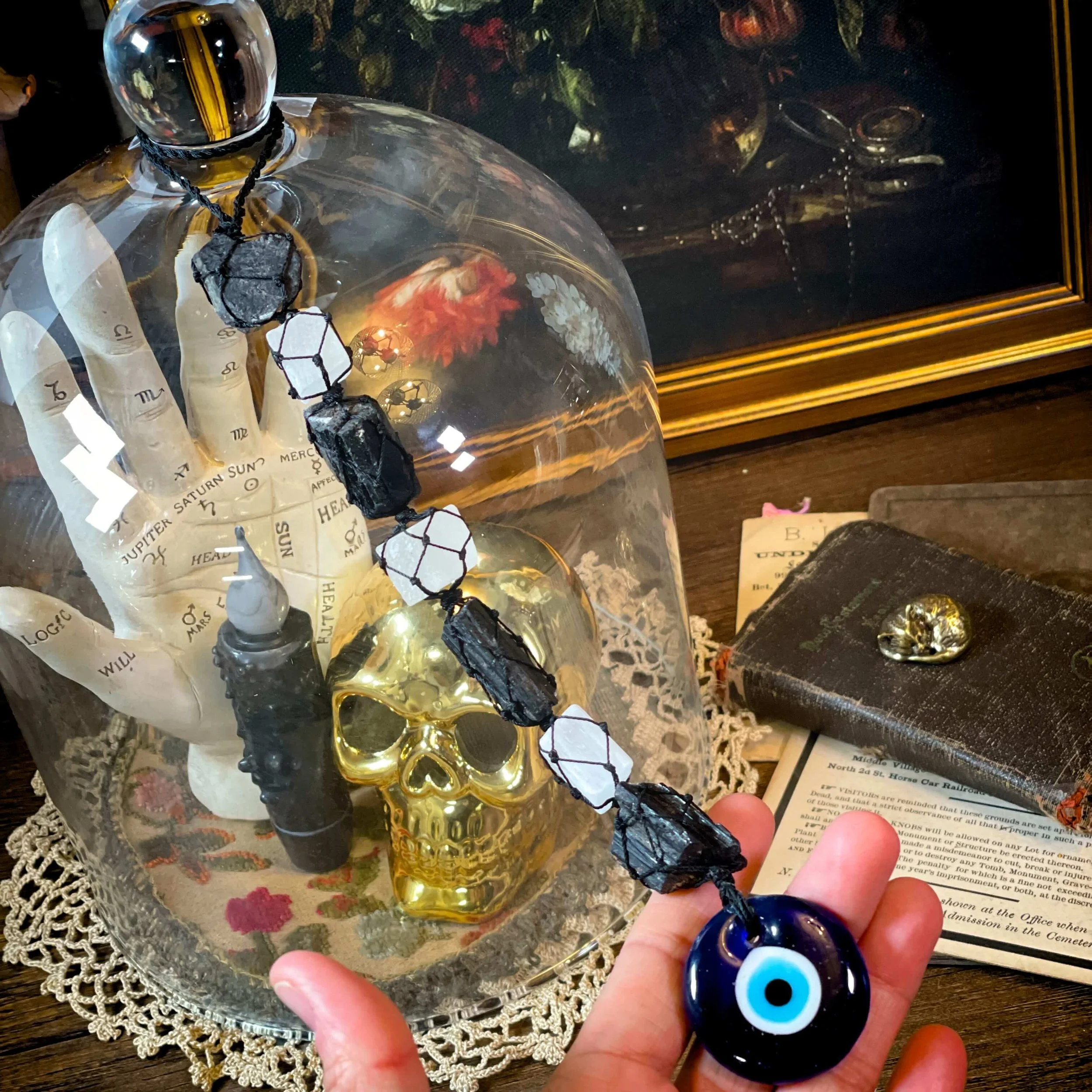 Black Tourmaline & Selenite Evil Eye Hanger 1.jpg