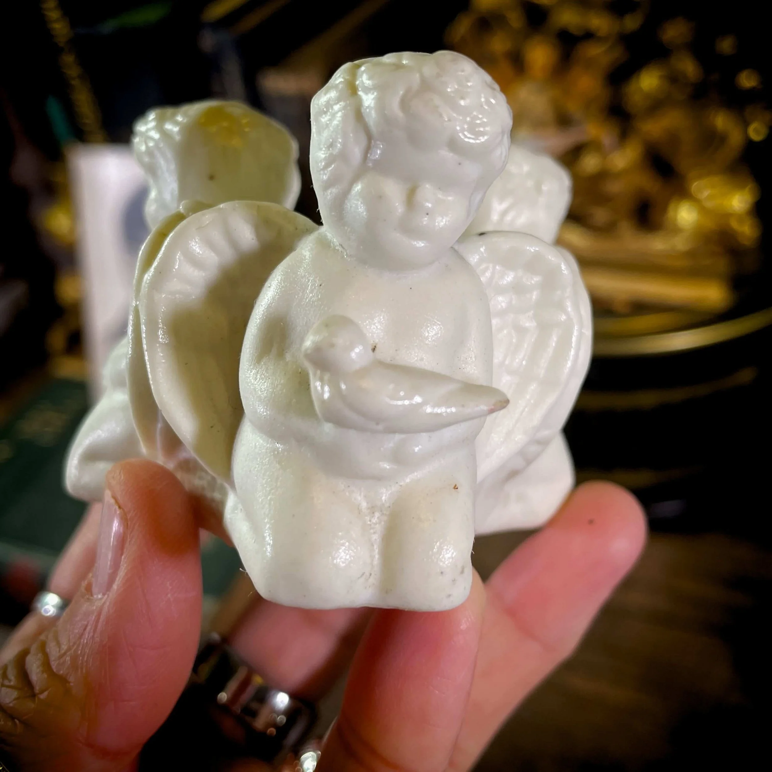 Rose Quartz Sphere with Vintage Angel & English Bell 6.jpg