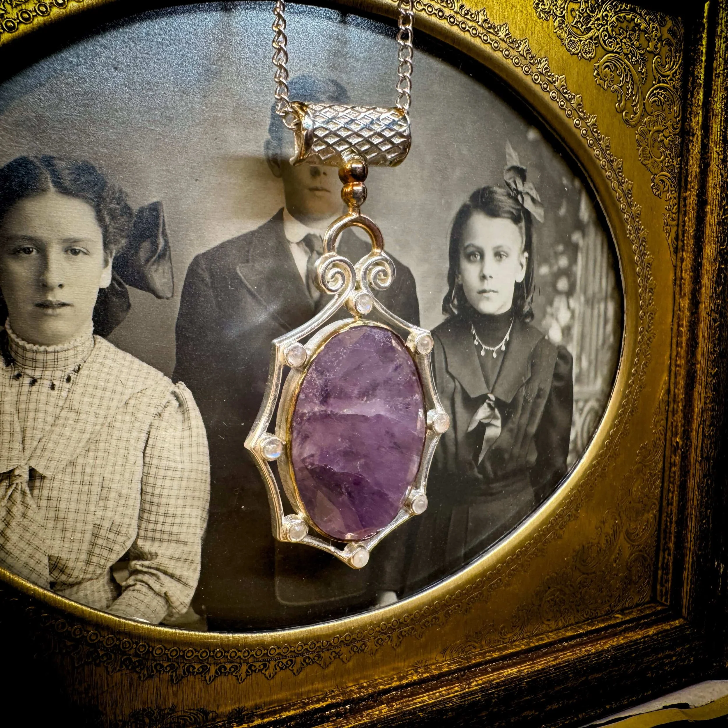 Sterling Silver Amethyst & Rainbow Moonstone Pendant 8.jpg