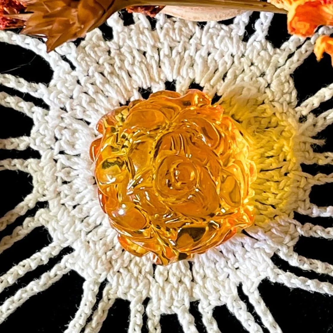 Amber Rose Carving for Love, Wisdom, and Inner Strength