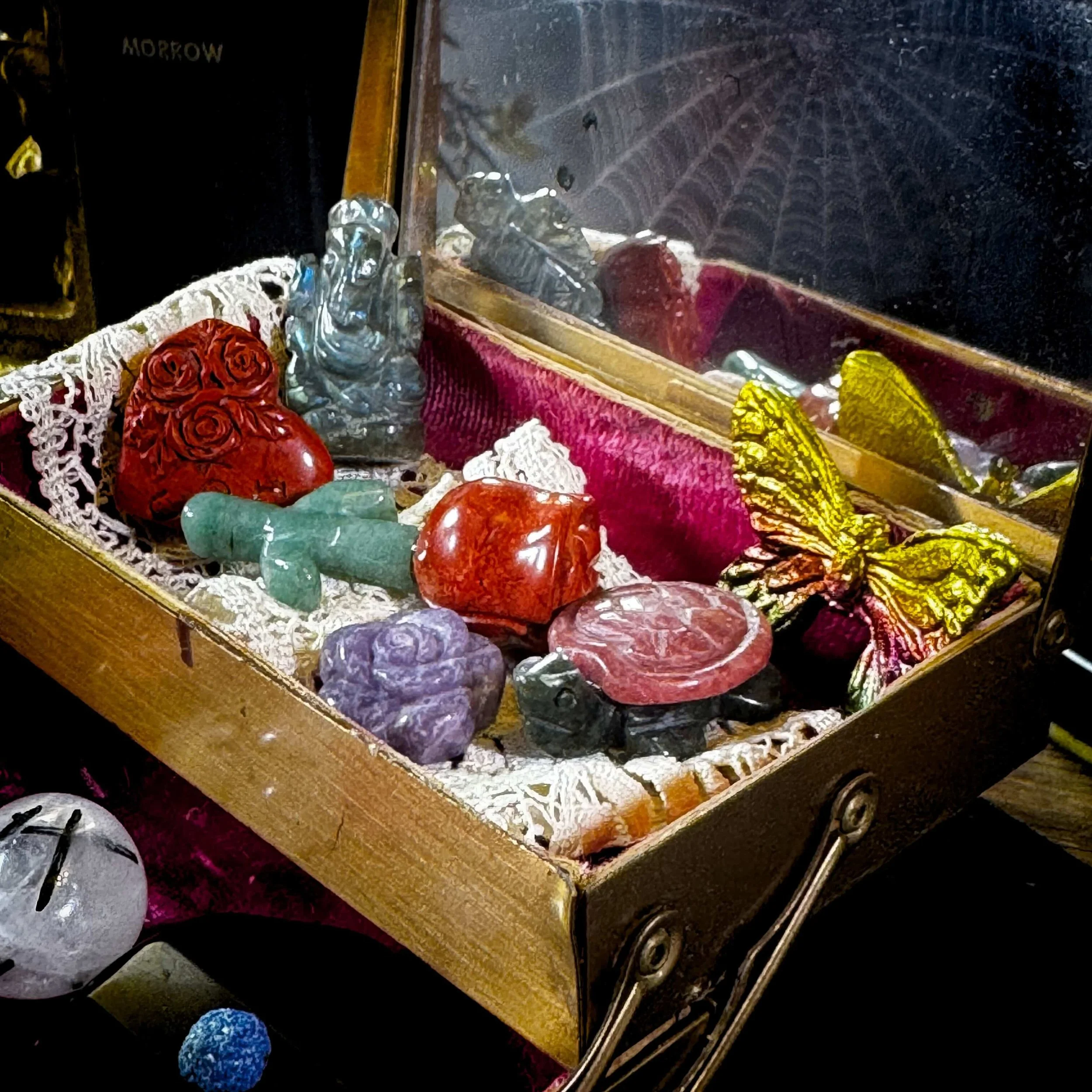 Vintage Tiered Box with Curated Crystal Collection