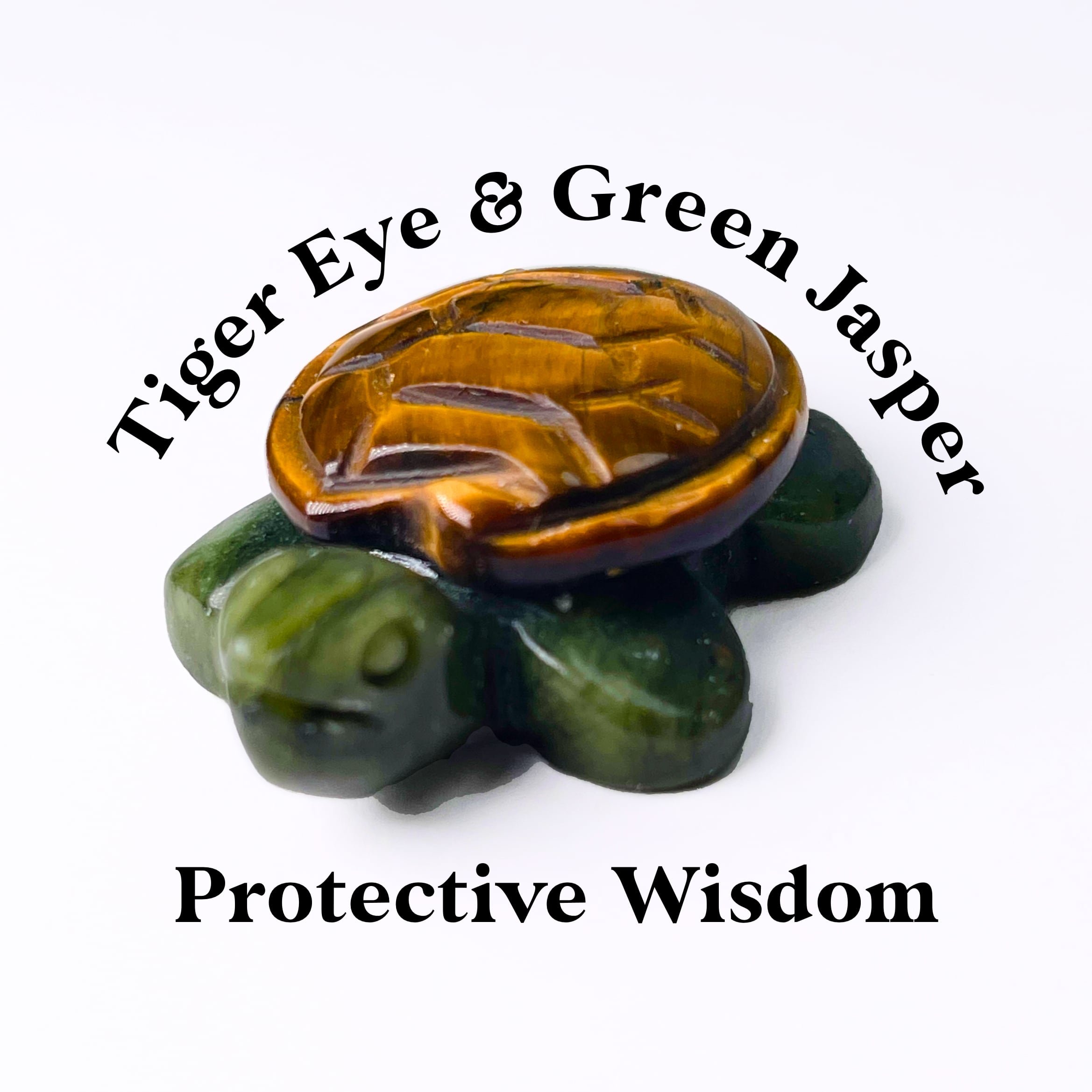 Tiger Eye & Green Jasper Turtle for Grounding Strength and Protective Wisdom
