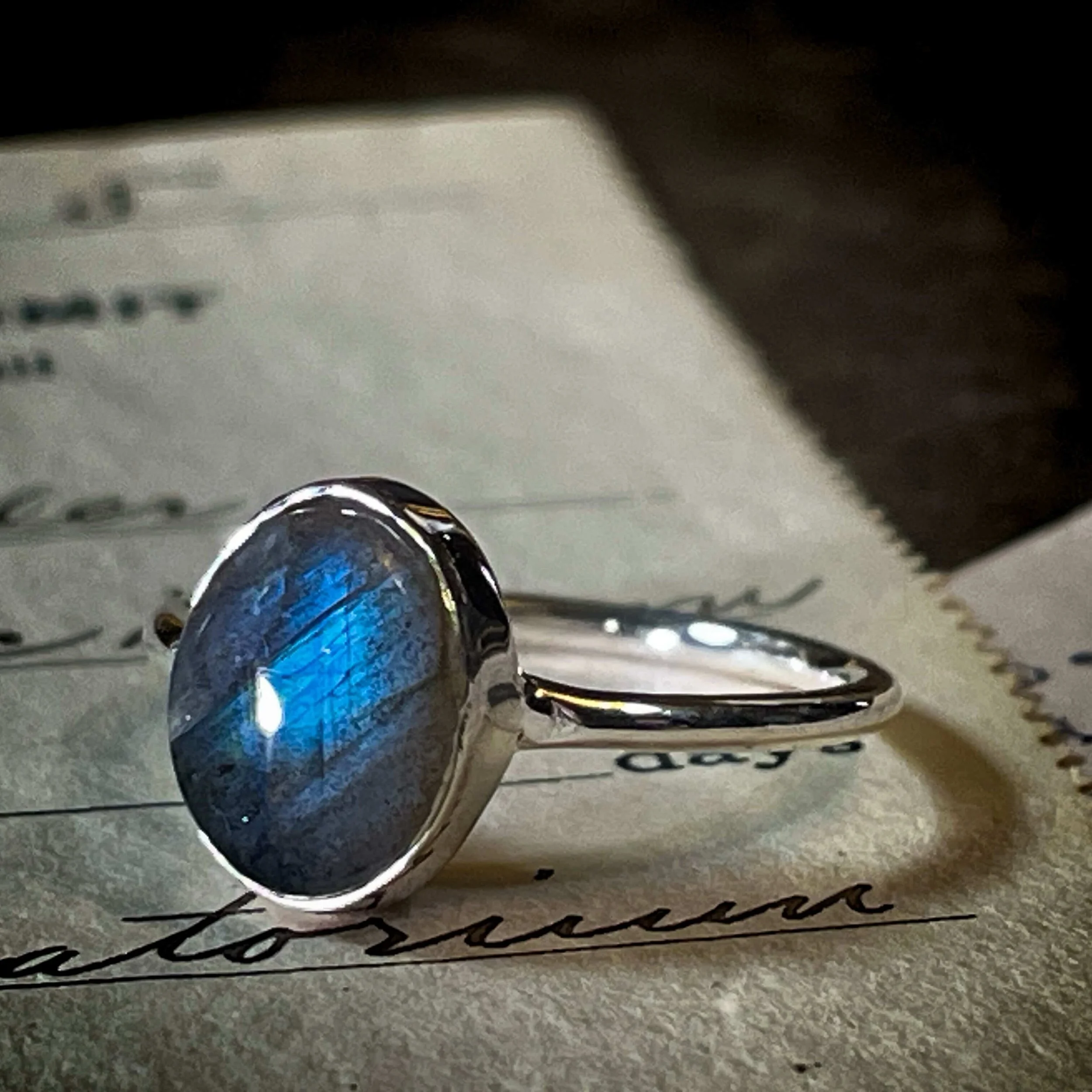 Labradorite Ring for Protection and Intuitive Empowerment (Size 7)