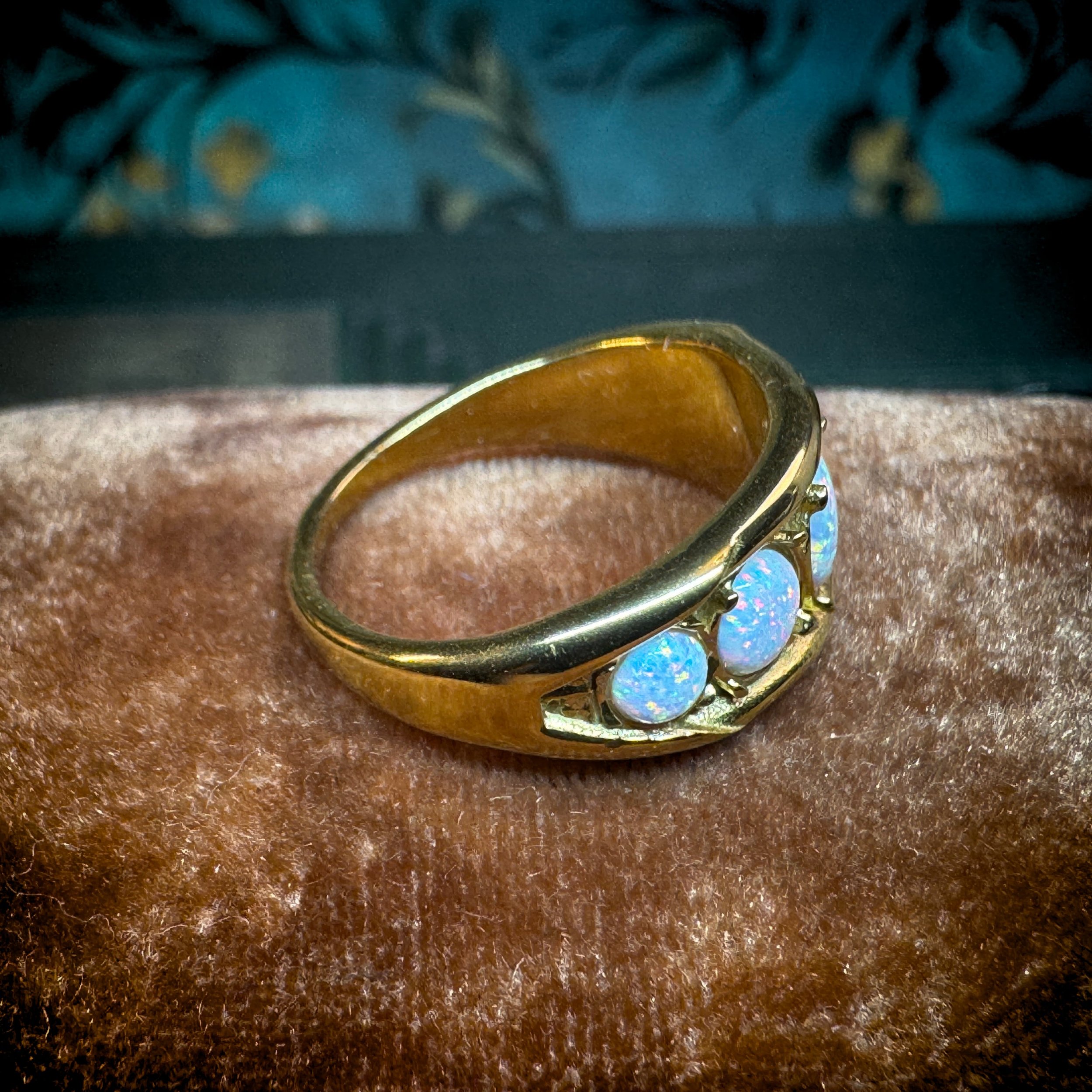 Stainless gold tone opal ring size 7- 1.jpg